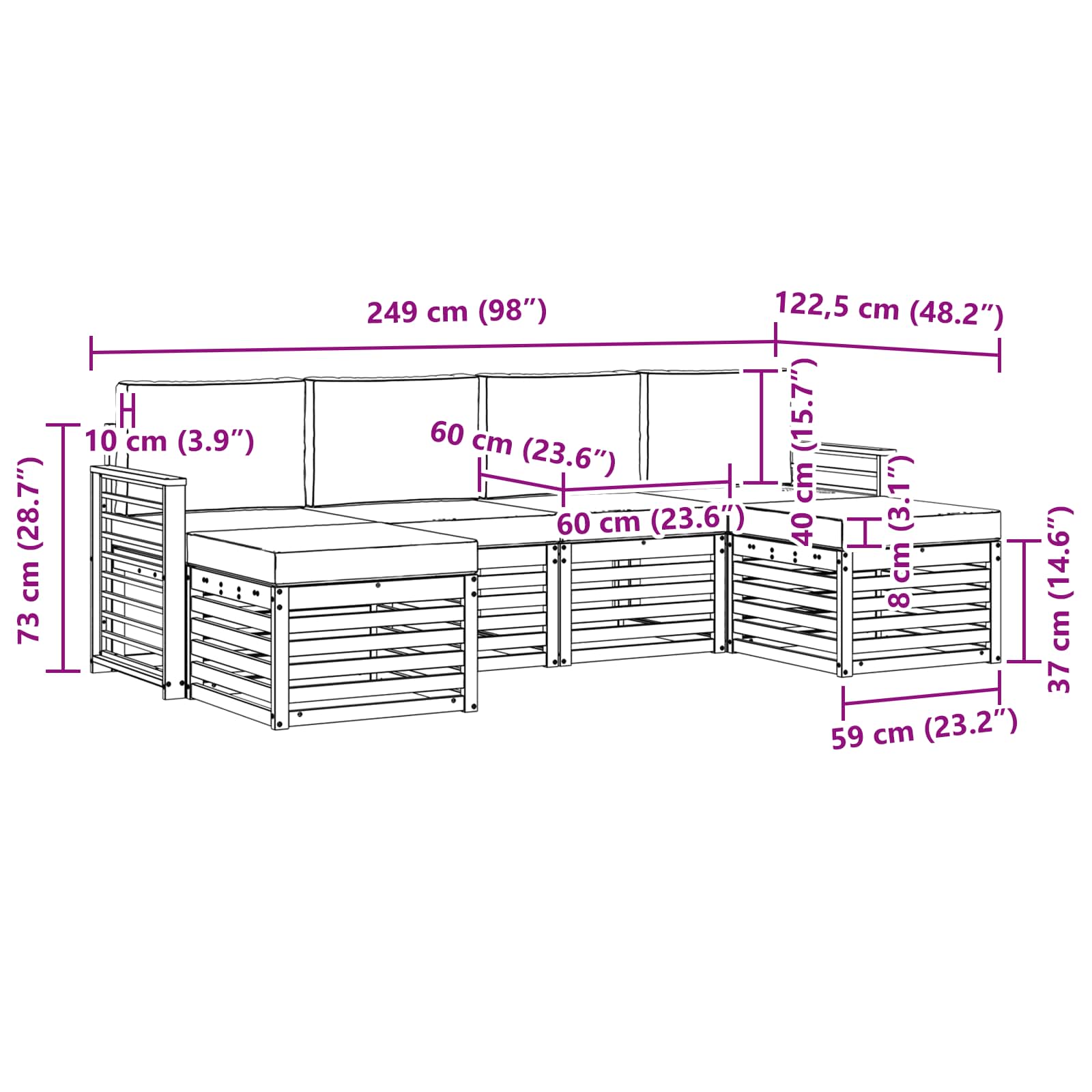 Setovi sofa s jastukom 6 pcs Bijela i bež Poliester