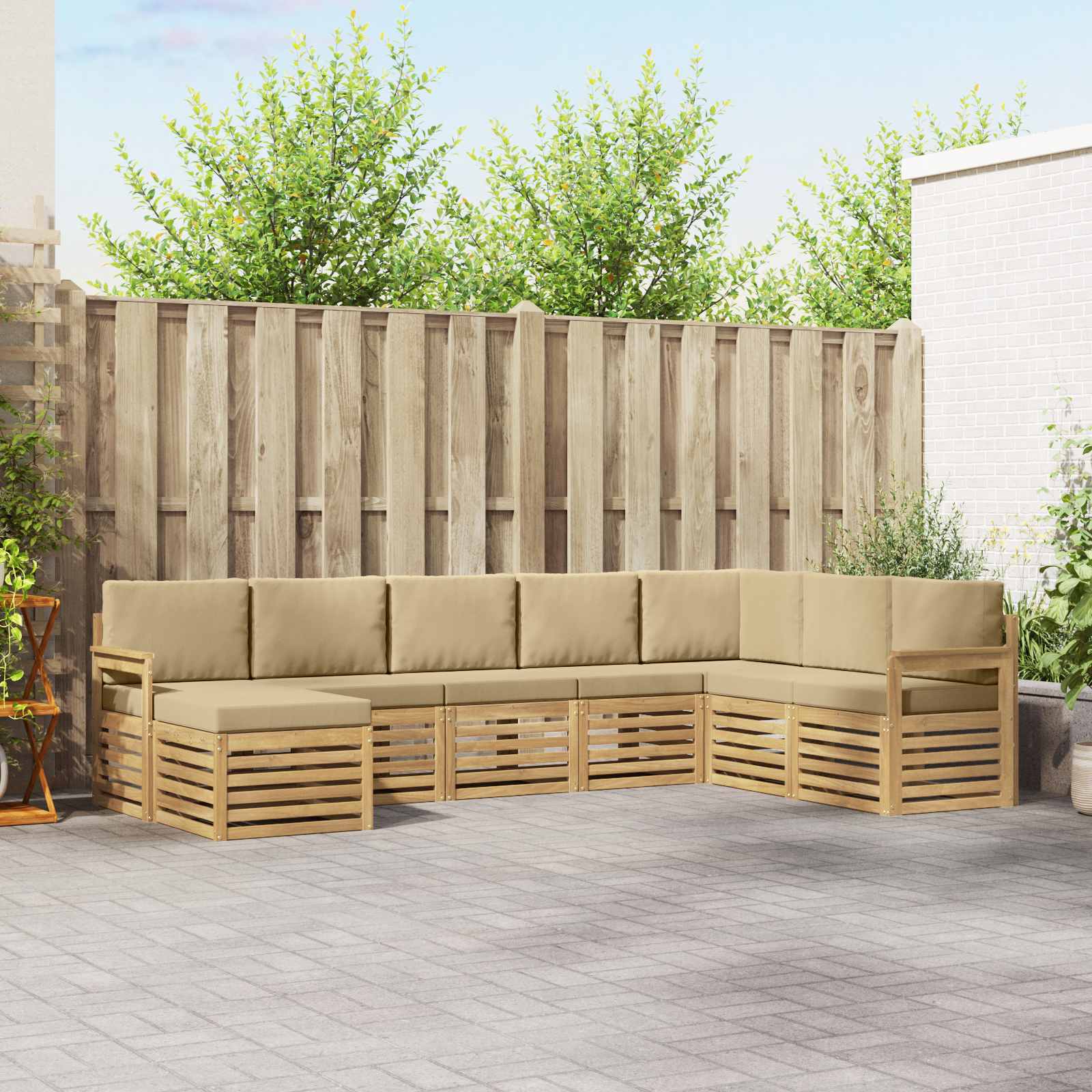 Set vanjskih sofa 6 pcs Bijela i Bež 306 x 128,5 x 73 cm