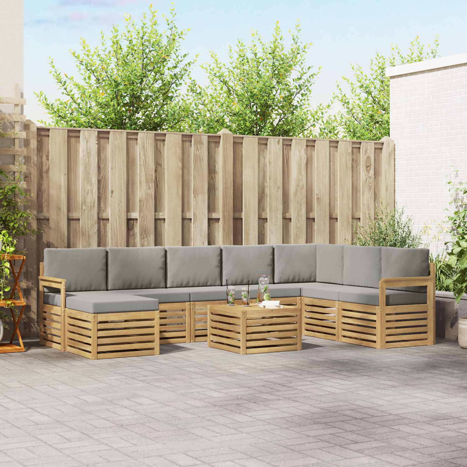 Set vanjskih sofa 7 pcs Bijela i svijetlosiva 59 x 59 x 37 cm