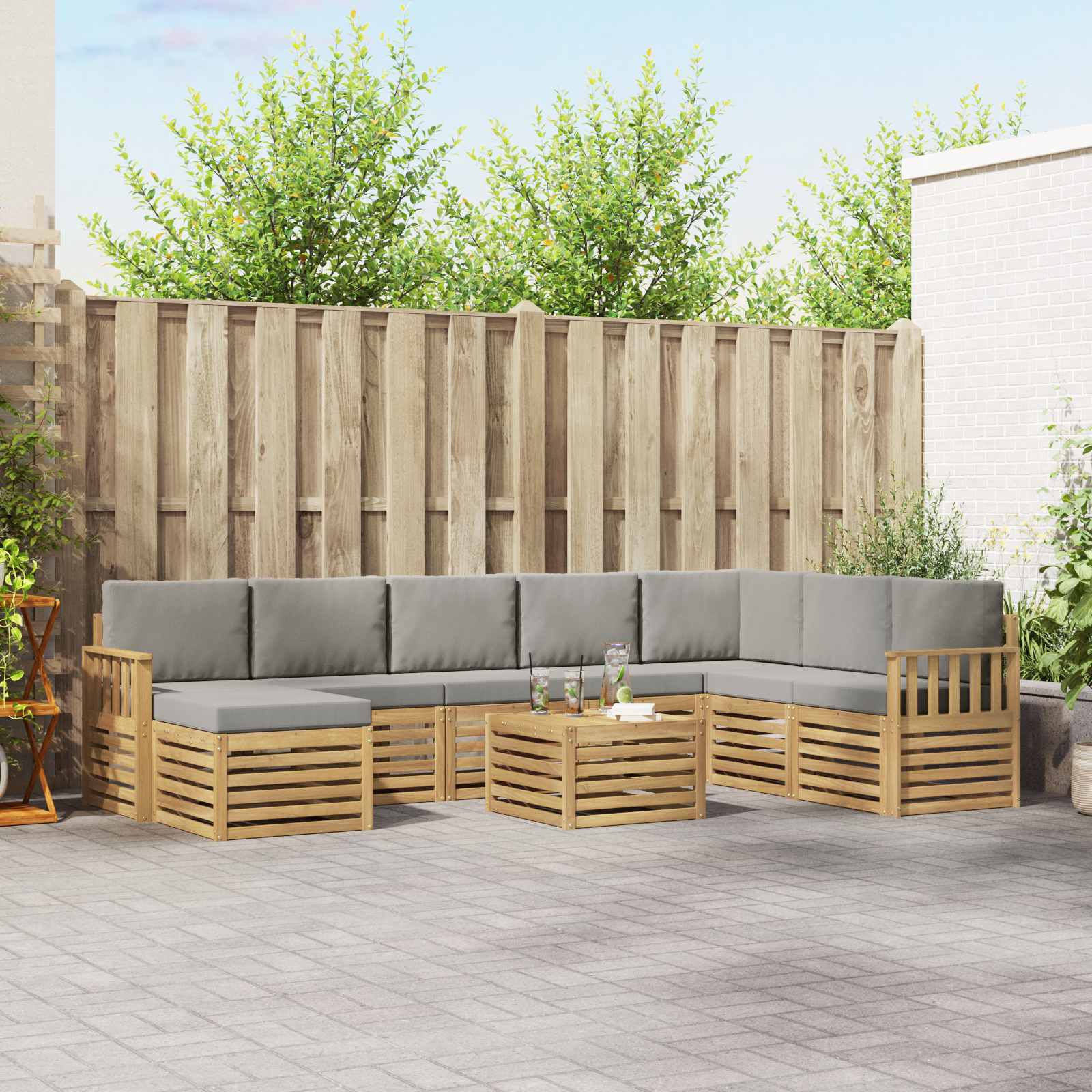 Set vanjskih sofa 7 pcs Bijela i svijetlosiva 59 x 59 x 37 cm