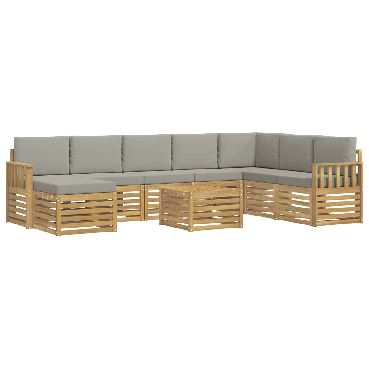 Set vanjskih sofa 7 kom. Bijela i svijetlosiva Poliester