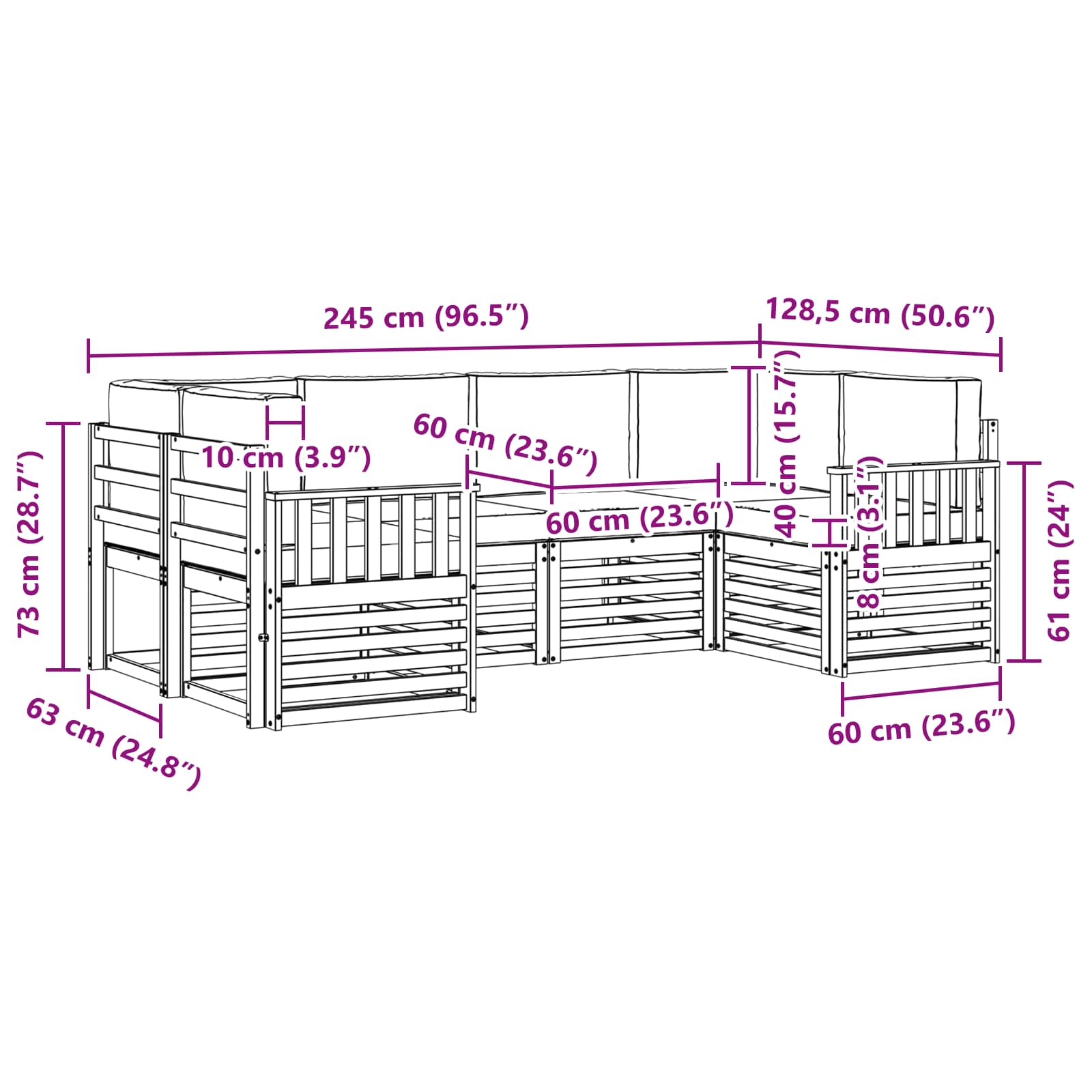 Set vanjskih sofa 5 pcs Bijela i svijetlosiva