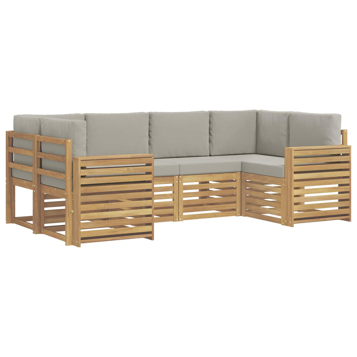 Set vanjskih sofa 6 kom. Bijela i svjetlosiva Poliester Smeđa 245 x 132,5 x 73 cm