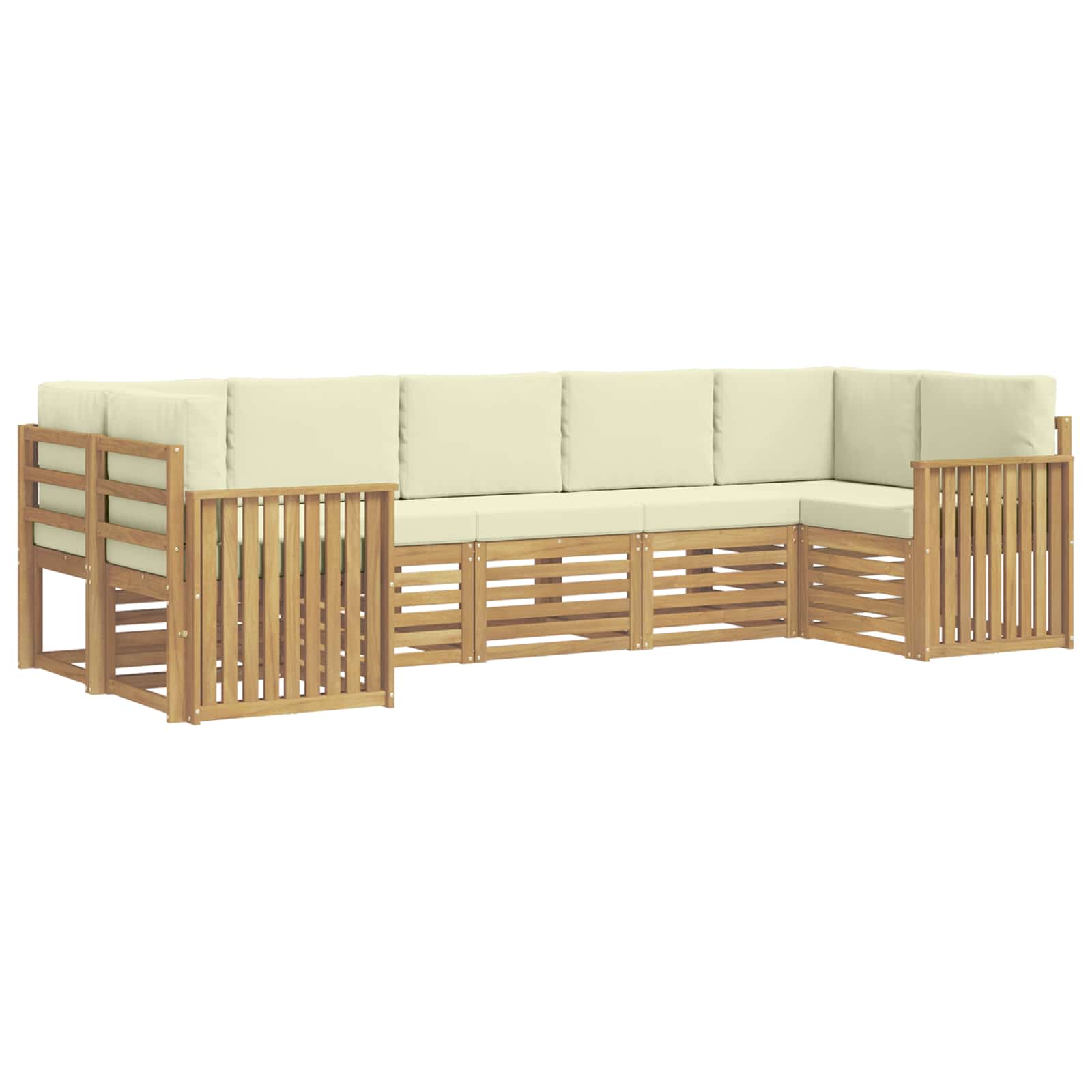 Set vanjskih sofa 7 pcs Bijela i krem 304 x 128,5 x 73 cm