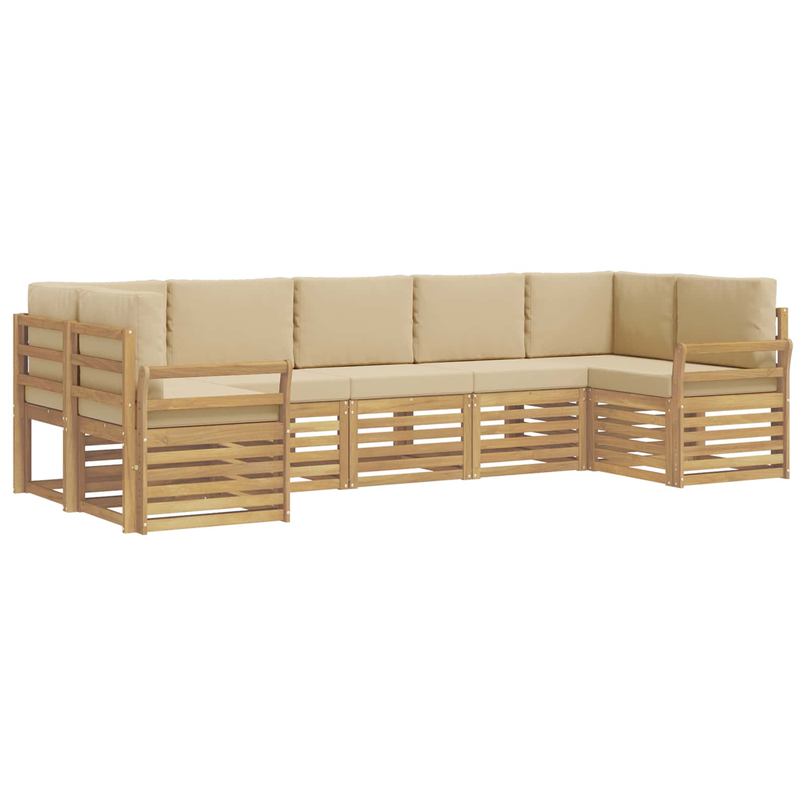 Set vanjskih sofa 7 pcs Bijela i bež 304 x 130,5 x 73 cm