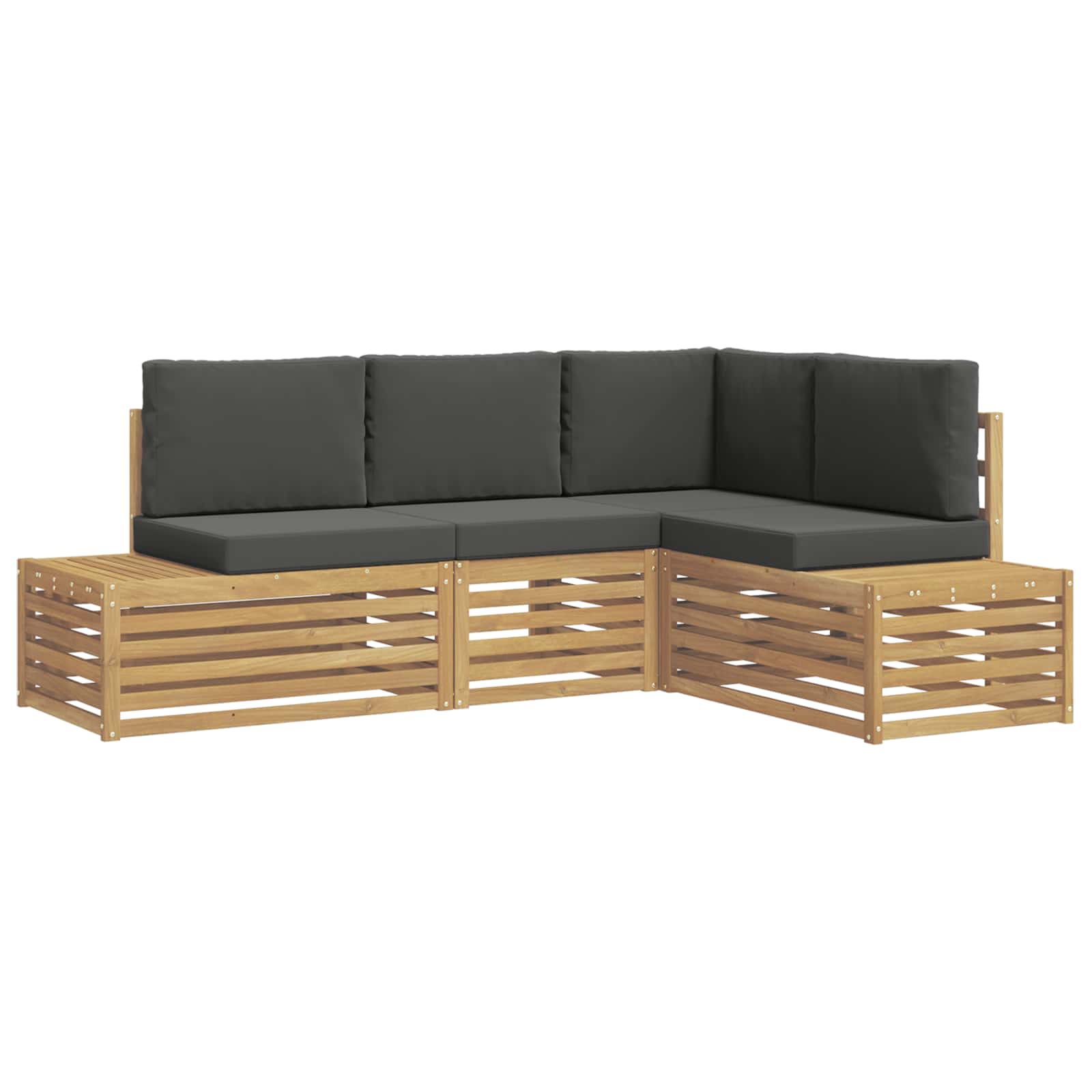 Set vanjskih sofa 4 Komad Bijela i antracit Čvrsto drvo akacije