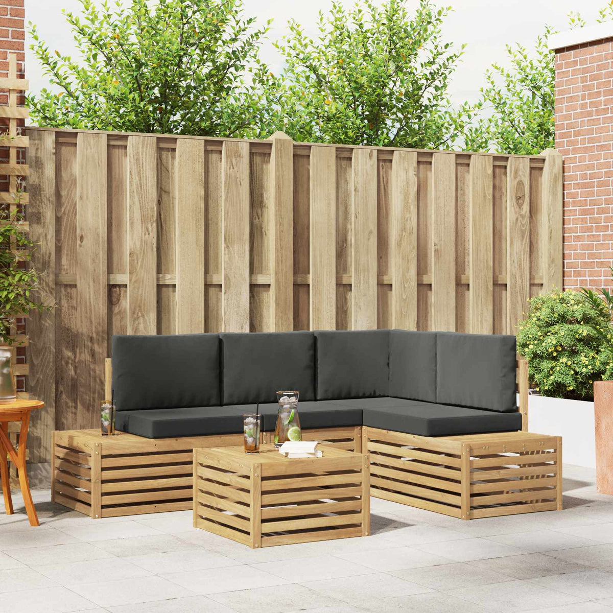 Set vanjskih sofa s jastukom 5 Komad Bijela i antracit