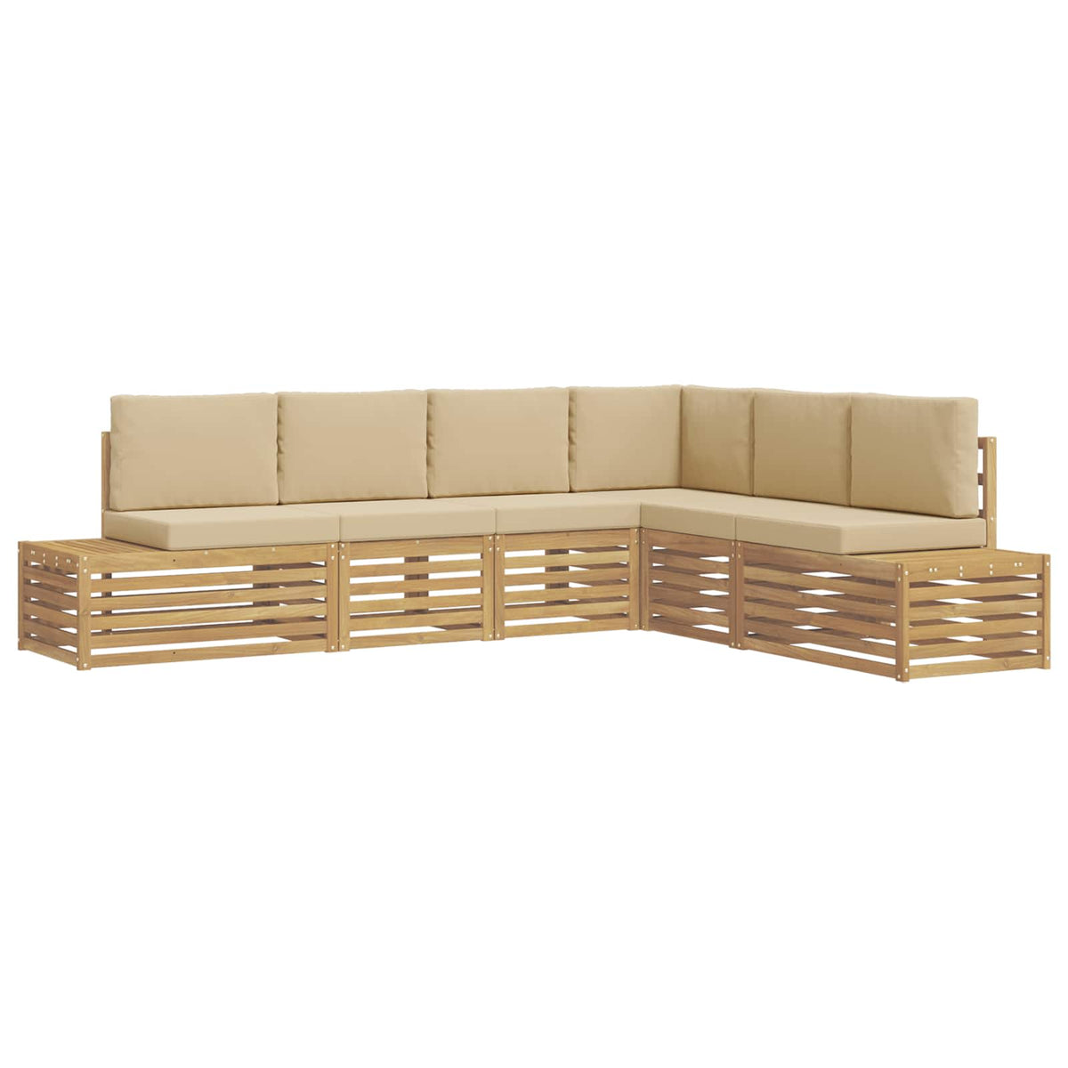 Set vanjskih sofa s jastukom 6 Komad Bijela i bež