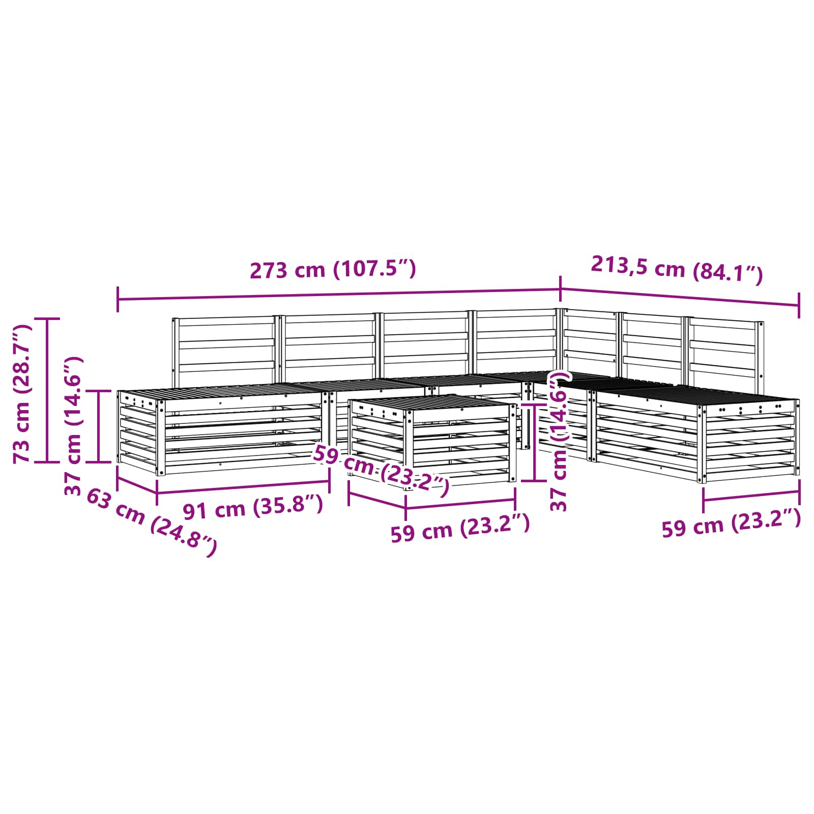 Setovi sofa 6 Komad 59 x 59 x 37 cm