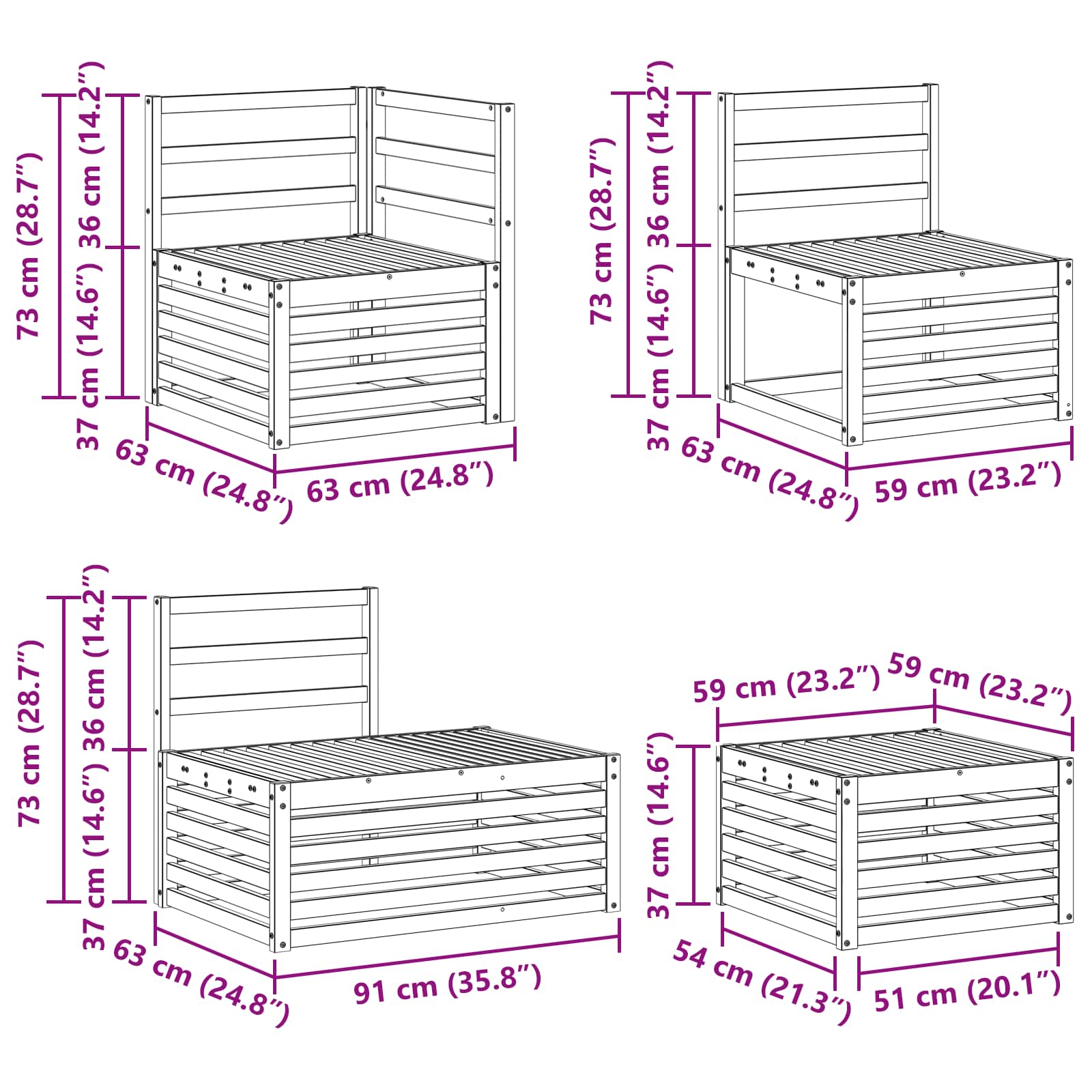 Setovi sofa 6 Komad 59 x 59 x 37 cm