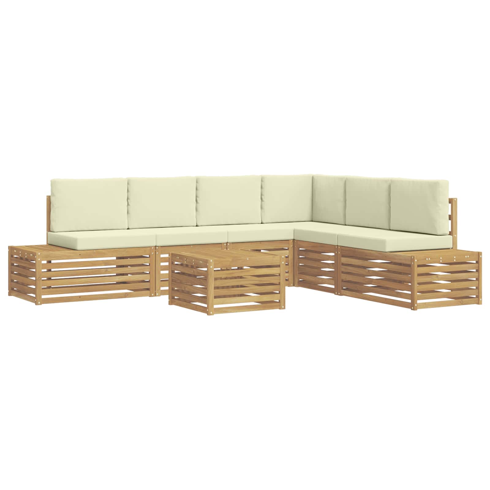 7 pcs Set vanjskih sofa Poliester Bijela i krem
