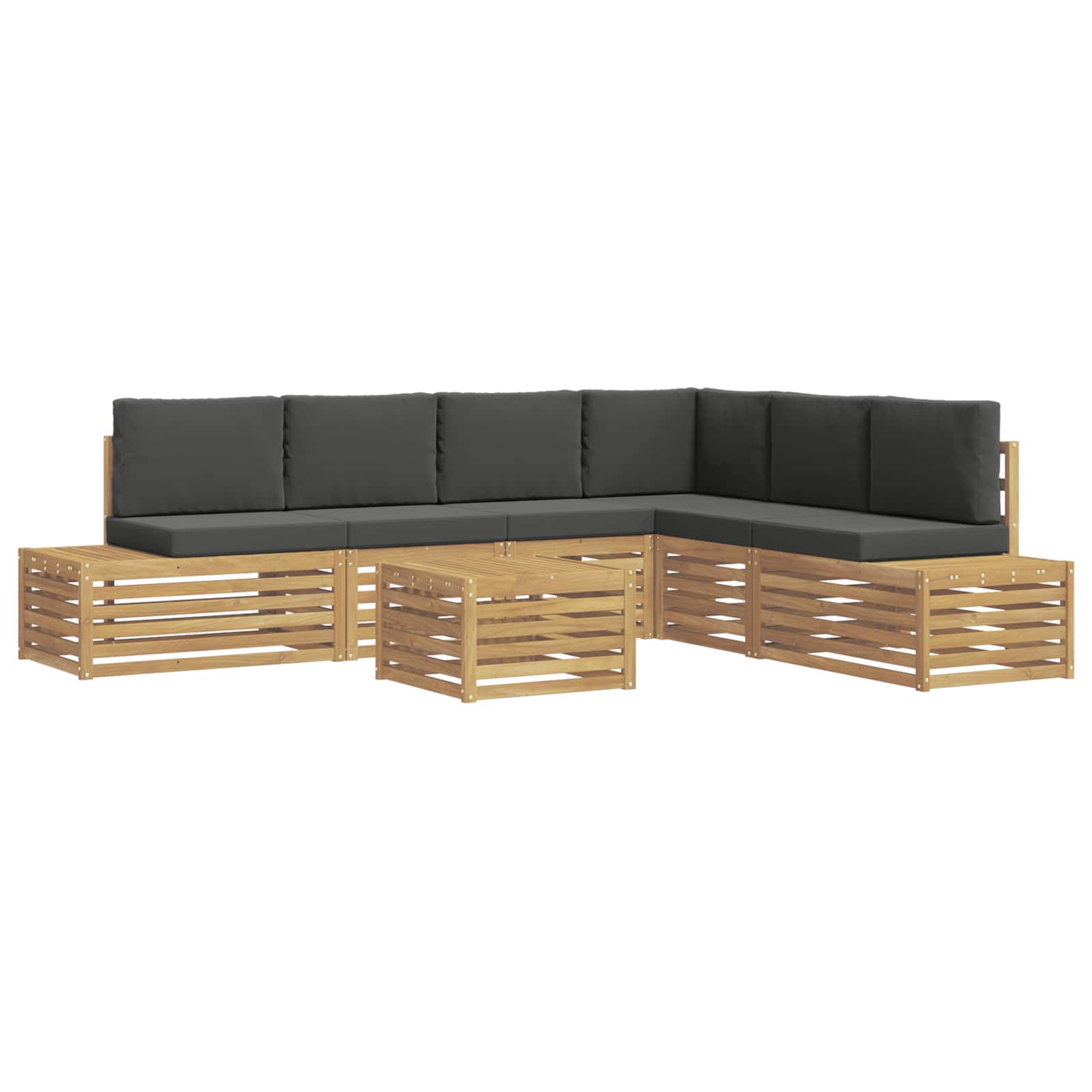 7 pcs Set vanjskih sofa Poliester Bijela i antracit