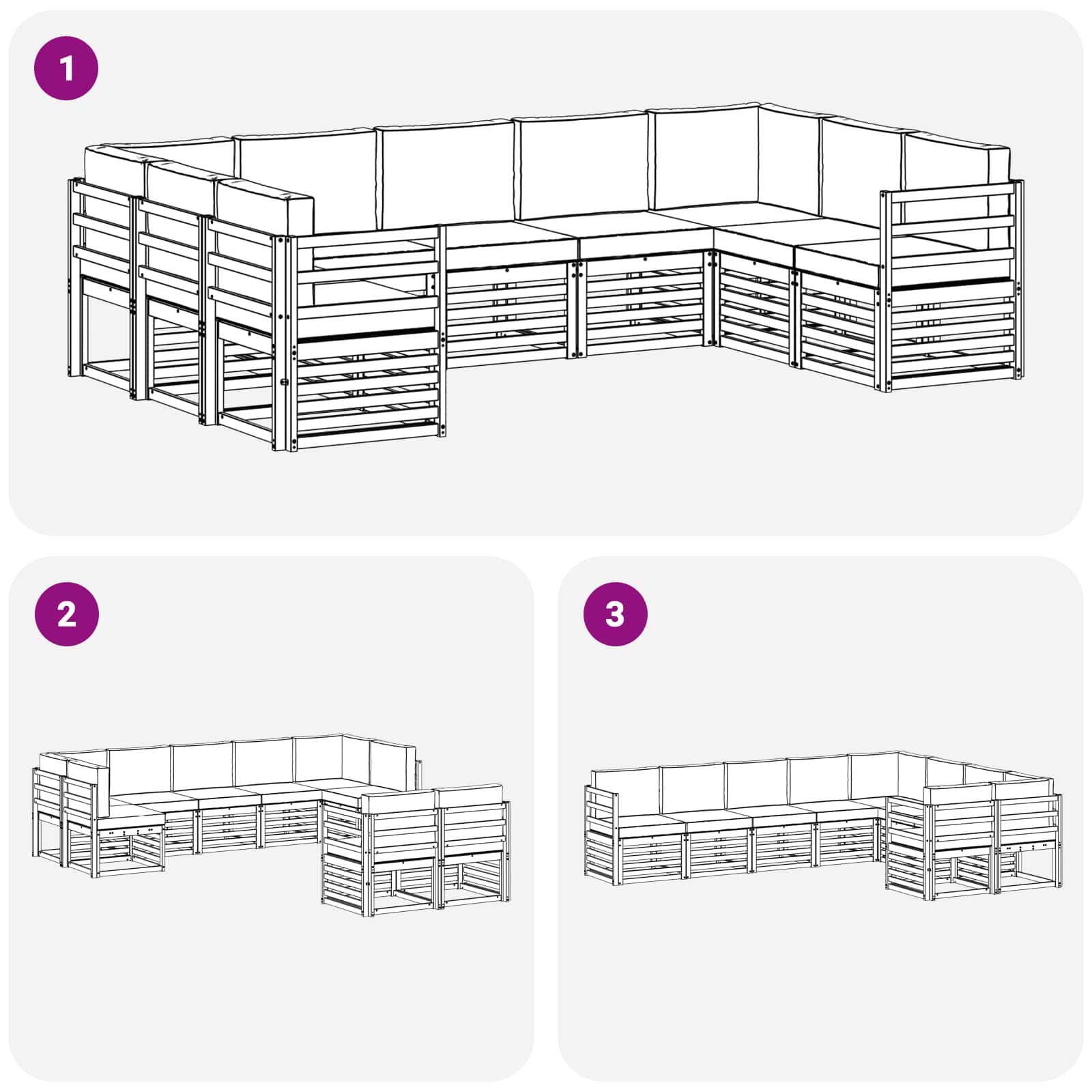 Sekcijska garnitura 9 pcs Bijela i svjetlosiva