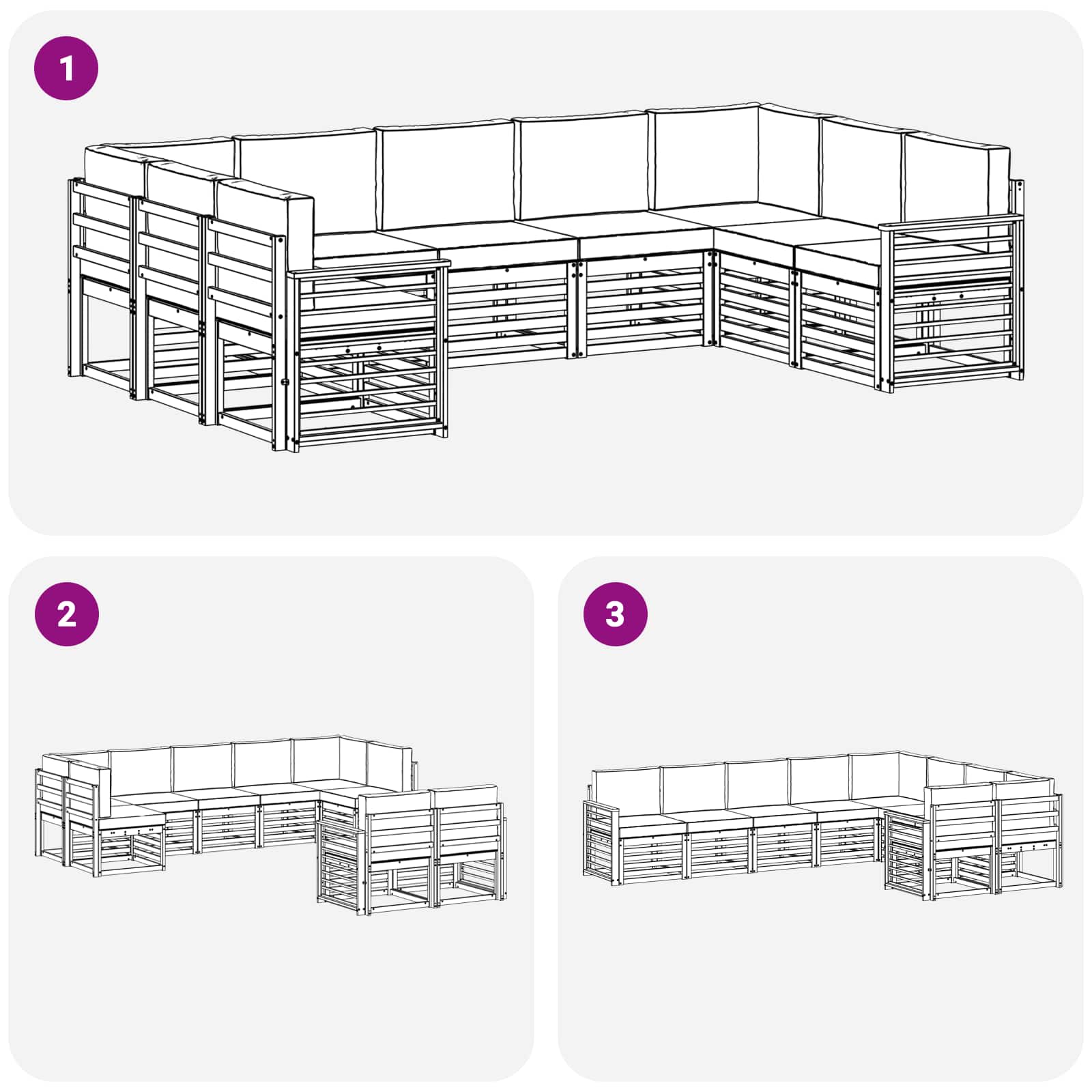 Sekcijska garnitura 9 pcs Bijela i svjetlosiva