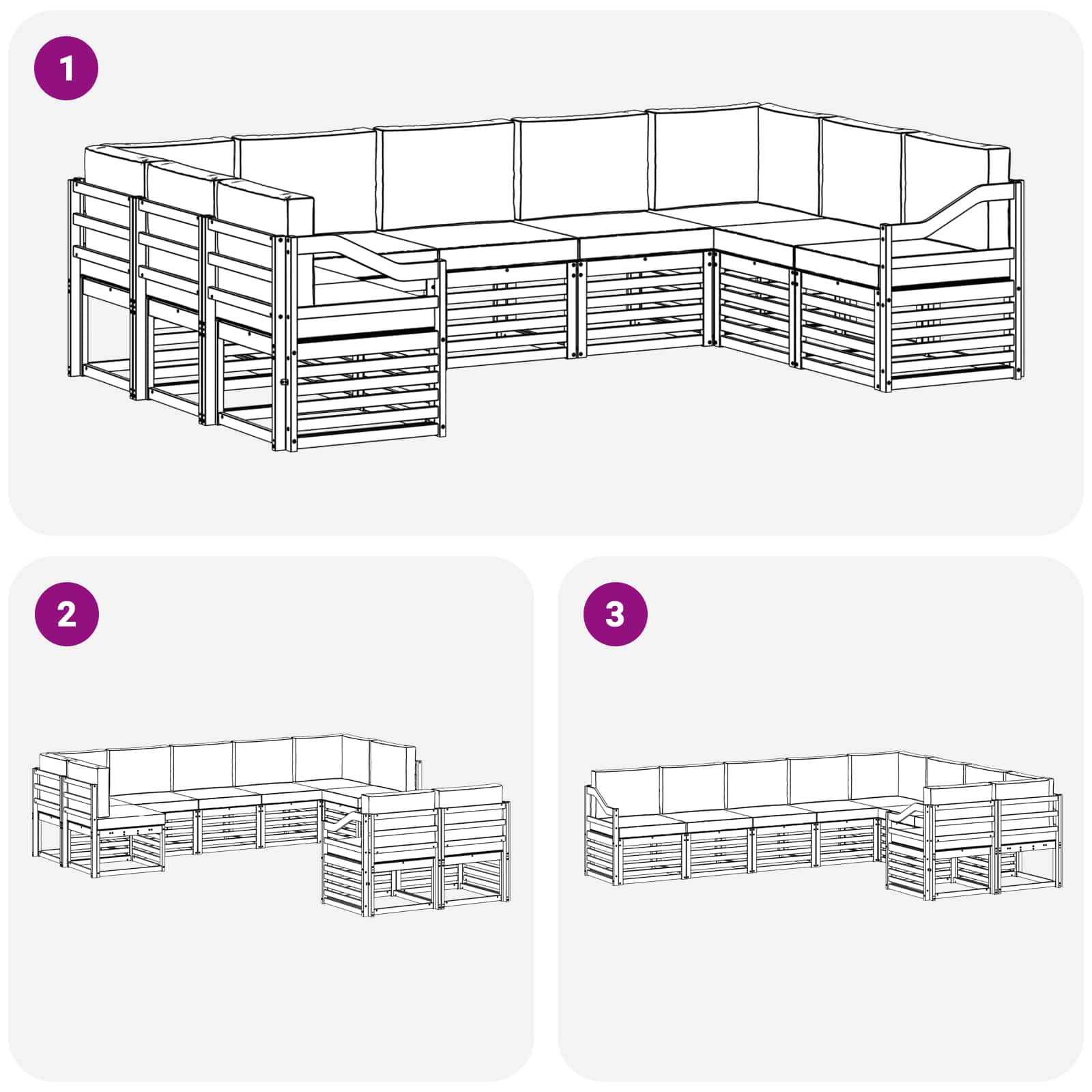 Sekcijska garnitura 9 pcs Bijela i bež 304 x 185,5 x 73 cm