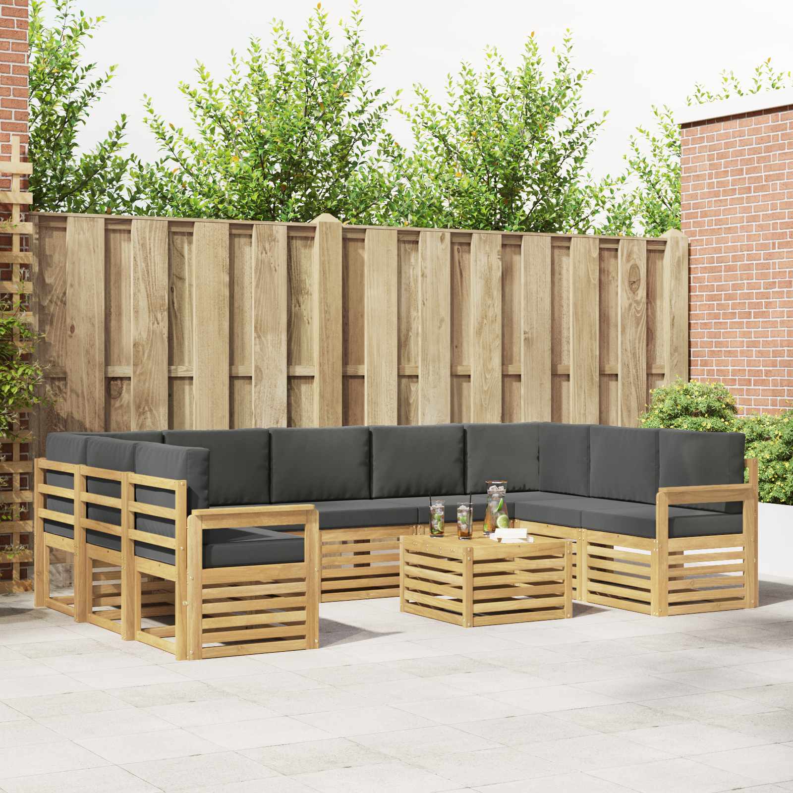Set vanjskih sofa 8 pcs Bijela i Antracit 59 x 59 x 37 cm