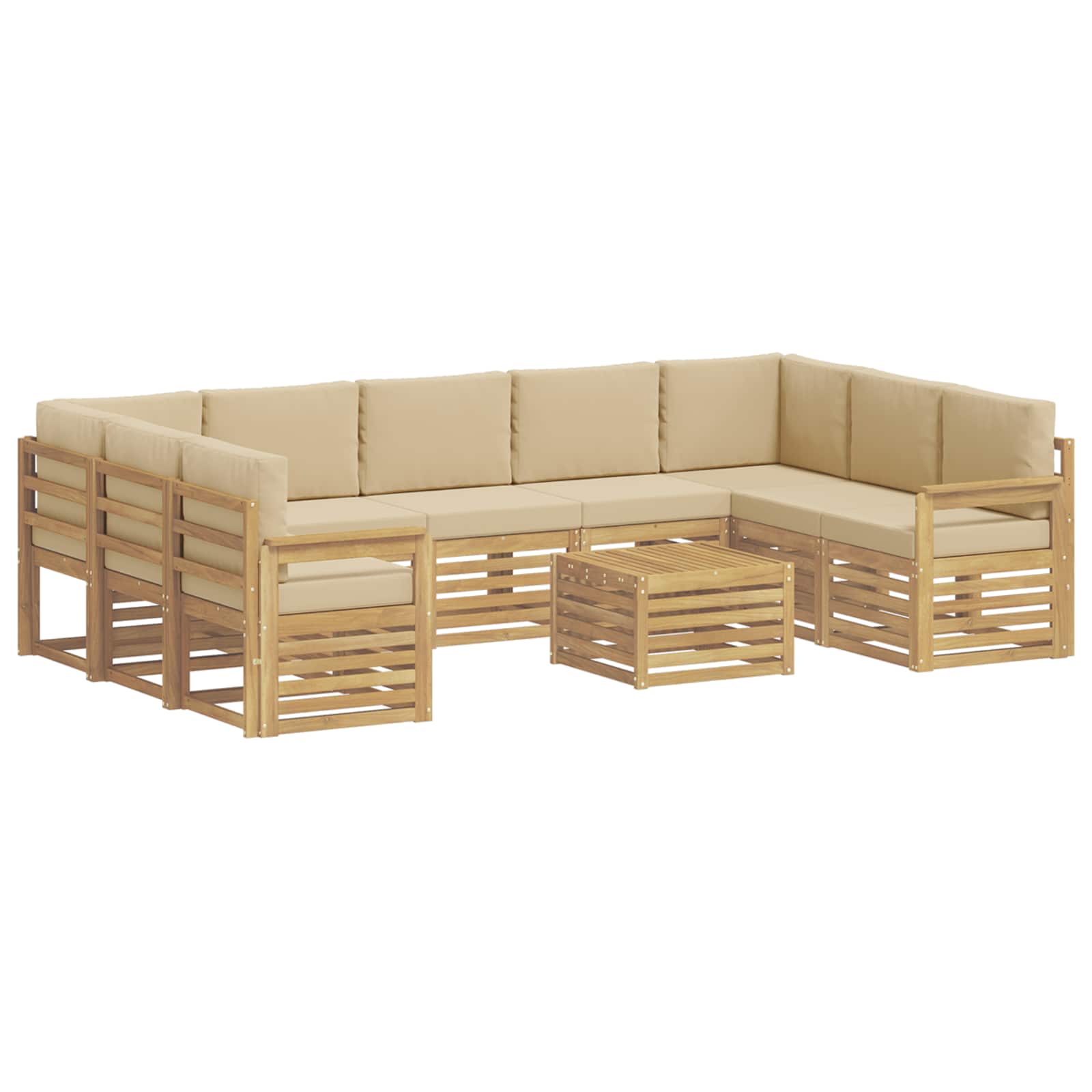 Set vanjskih sofa 10 kom. Bijela i Bež Poliester