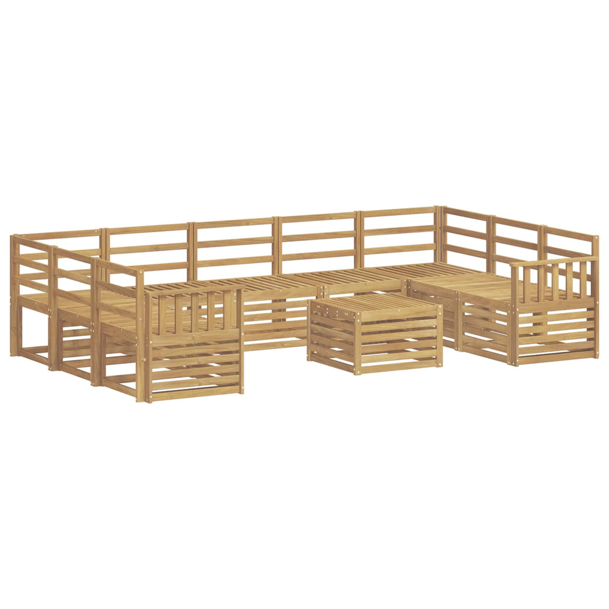 Set vanjskih sofa 10 kom. Bijela Čvrsto drvo akacije