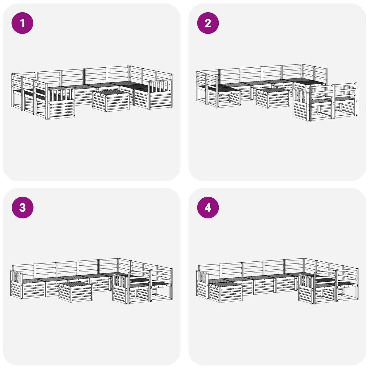 Set vanjskih sofa 10 kom. Bijela Čvrsto drvo akacije