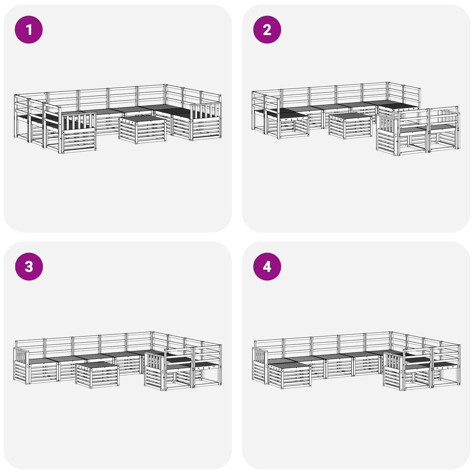Set vanjskih sofa 10 kom. Bijela Čvrsto drvo akacije