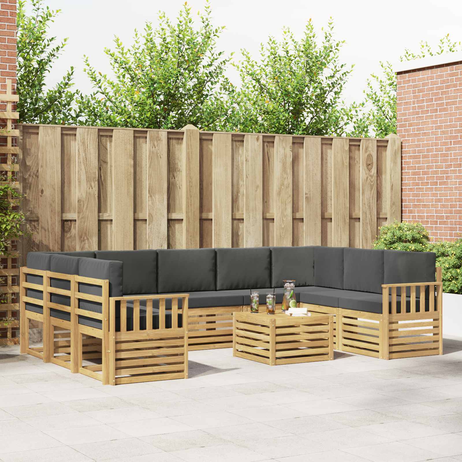 Set vanjskih sofa 8 pcs Bijela i Antracit 59 x 59 x 37 cm