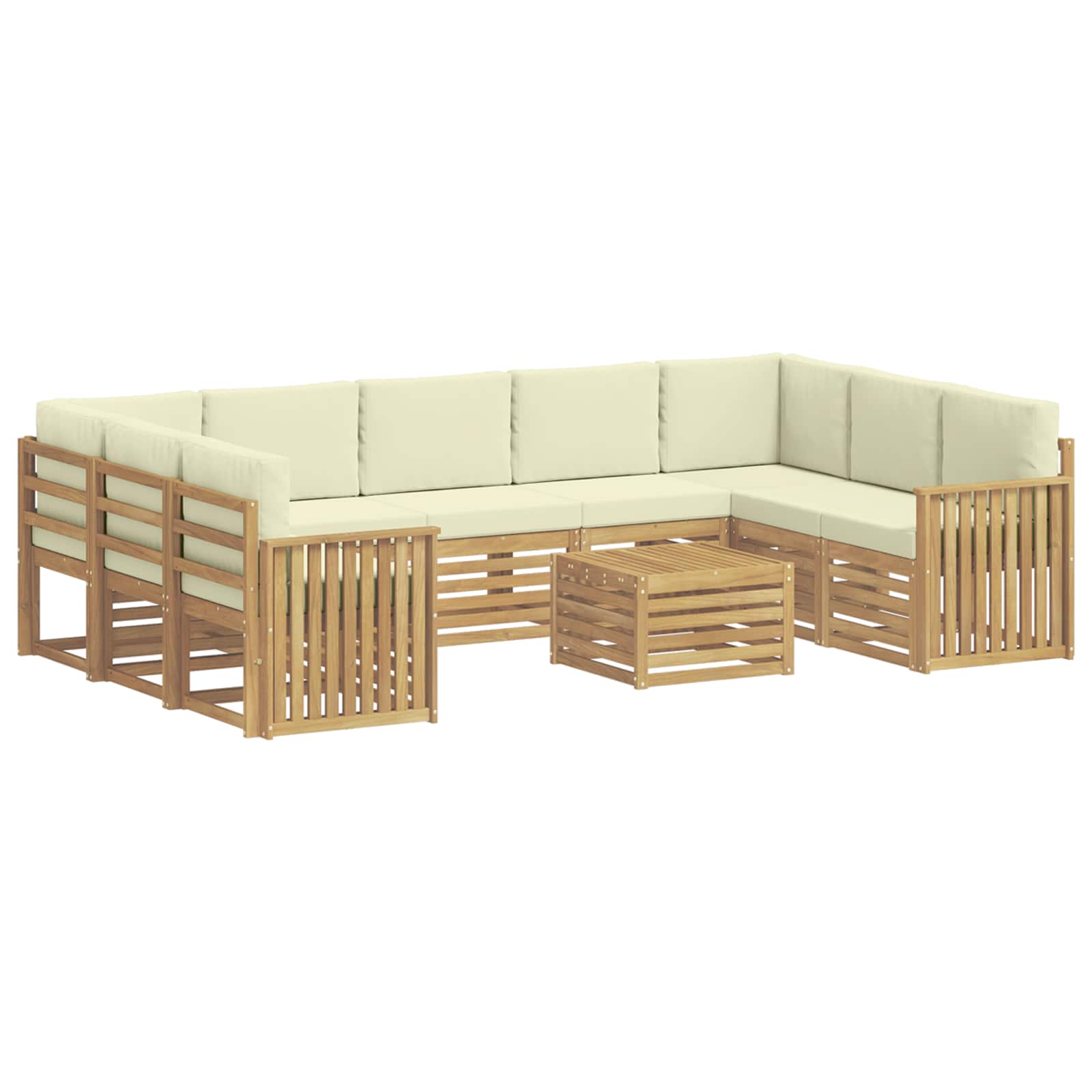 Set vanjskih sofa 10 kom. Bijela i krem Poliester