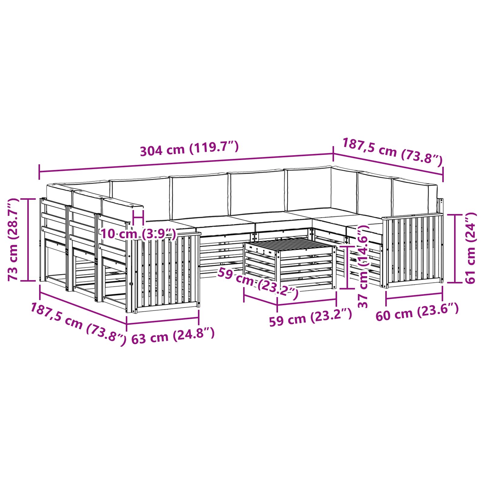 Set vanjskih sofa 10 kom. Bijela i krem Poliester