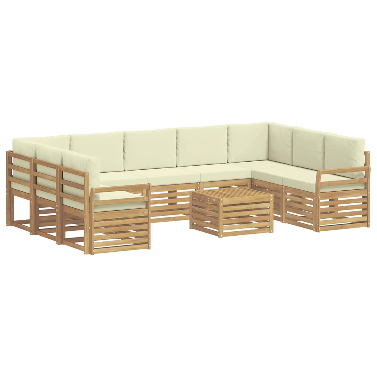 Set vanjskih sofa 10 kom. Bijela i krem Poliester