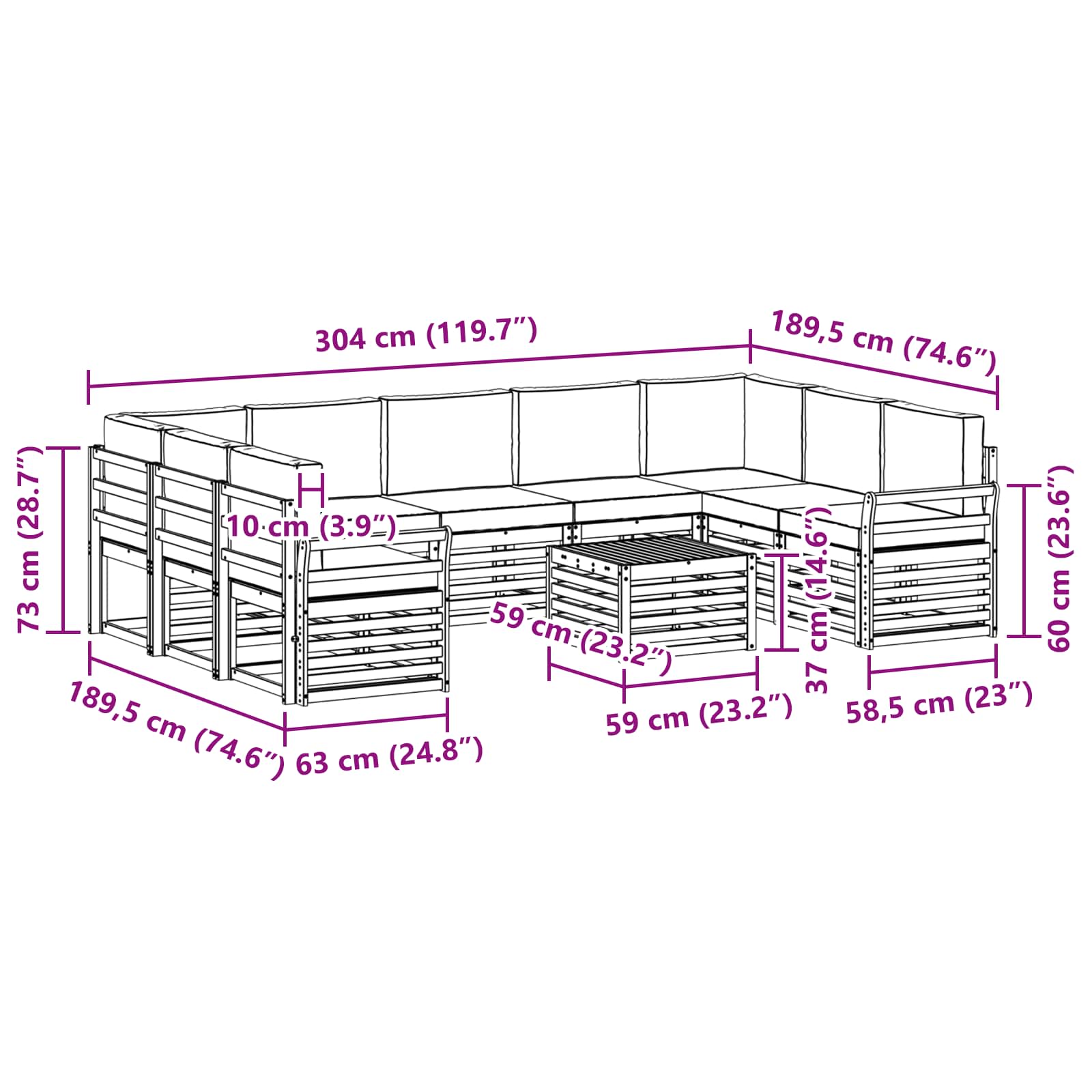 Set vanjskih sofa 10 kom. Bijela i krem Poliester