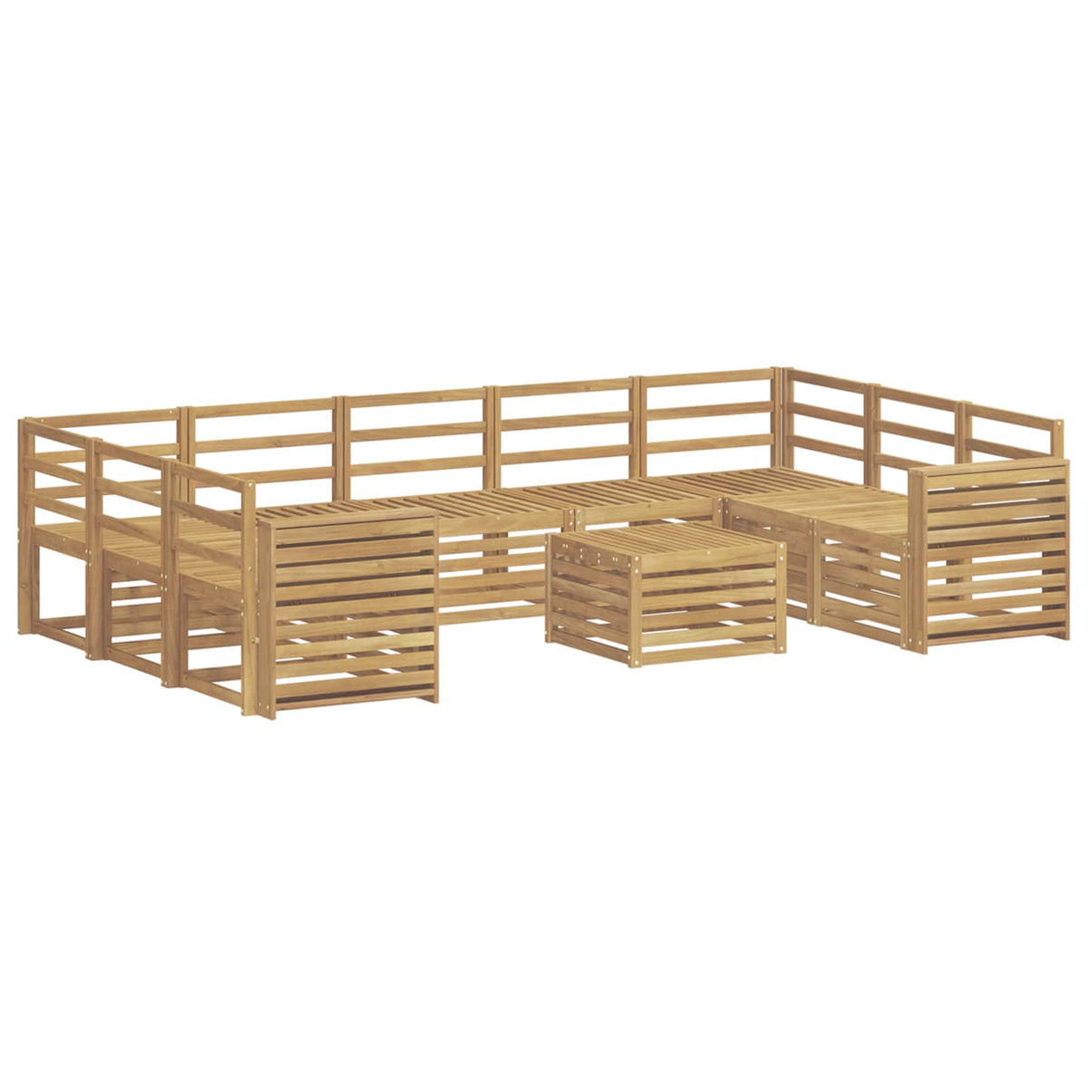 Set vanjskih sofa 10 kom. Bijela Čvrsto drvo akacije