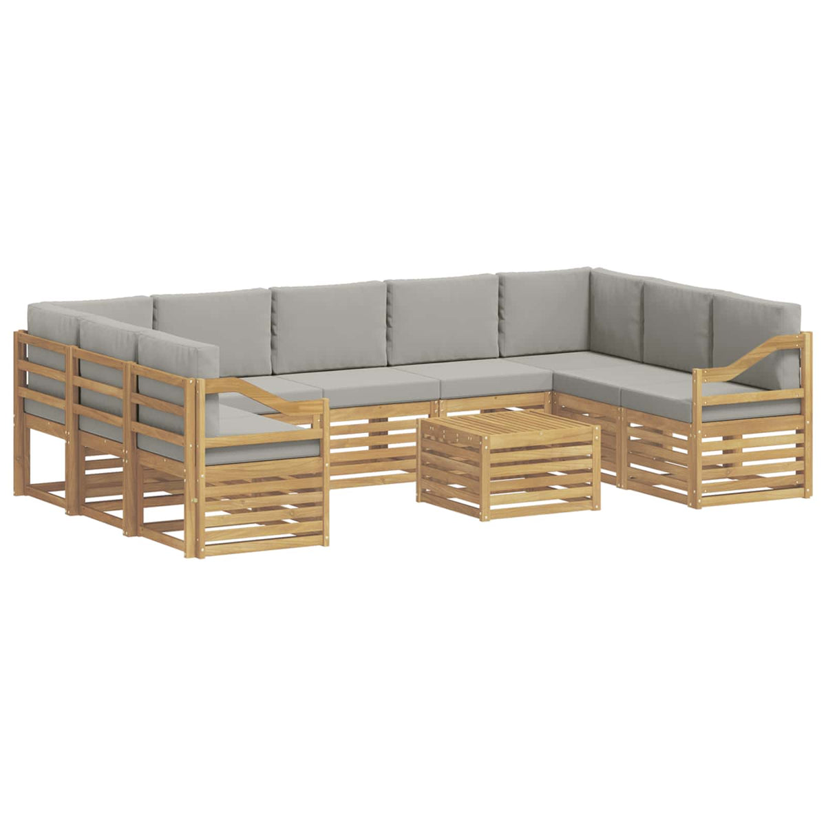 Set vanjskih sofa 10 kom. Bijela i svjetlosiva Poliester