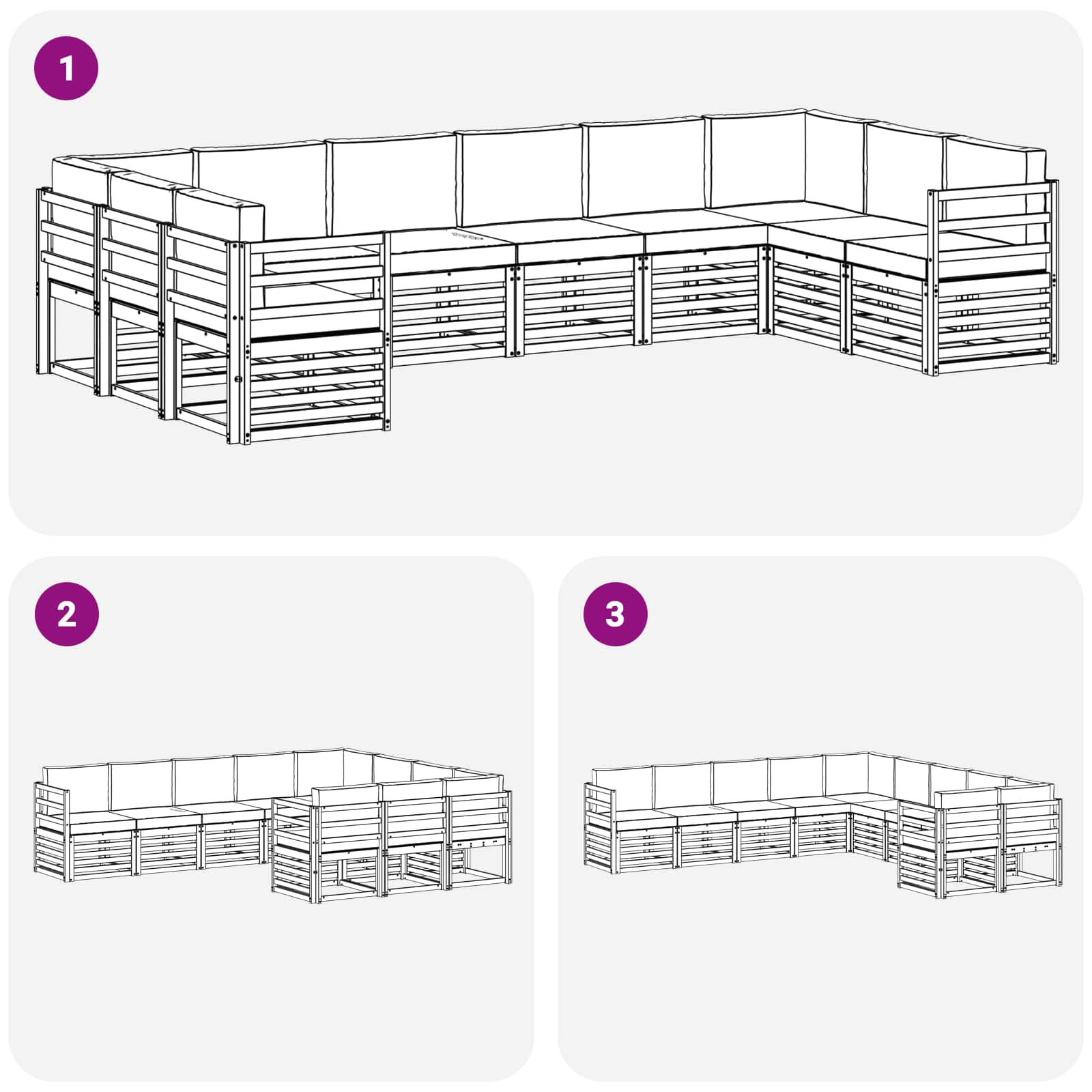 Sekcijska garnitura 10 pcs Bijela i bež 363 x 185,5 x 73 cm