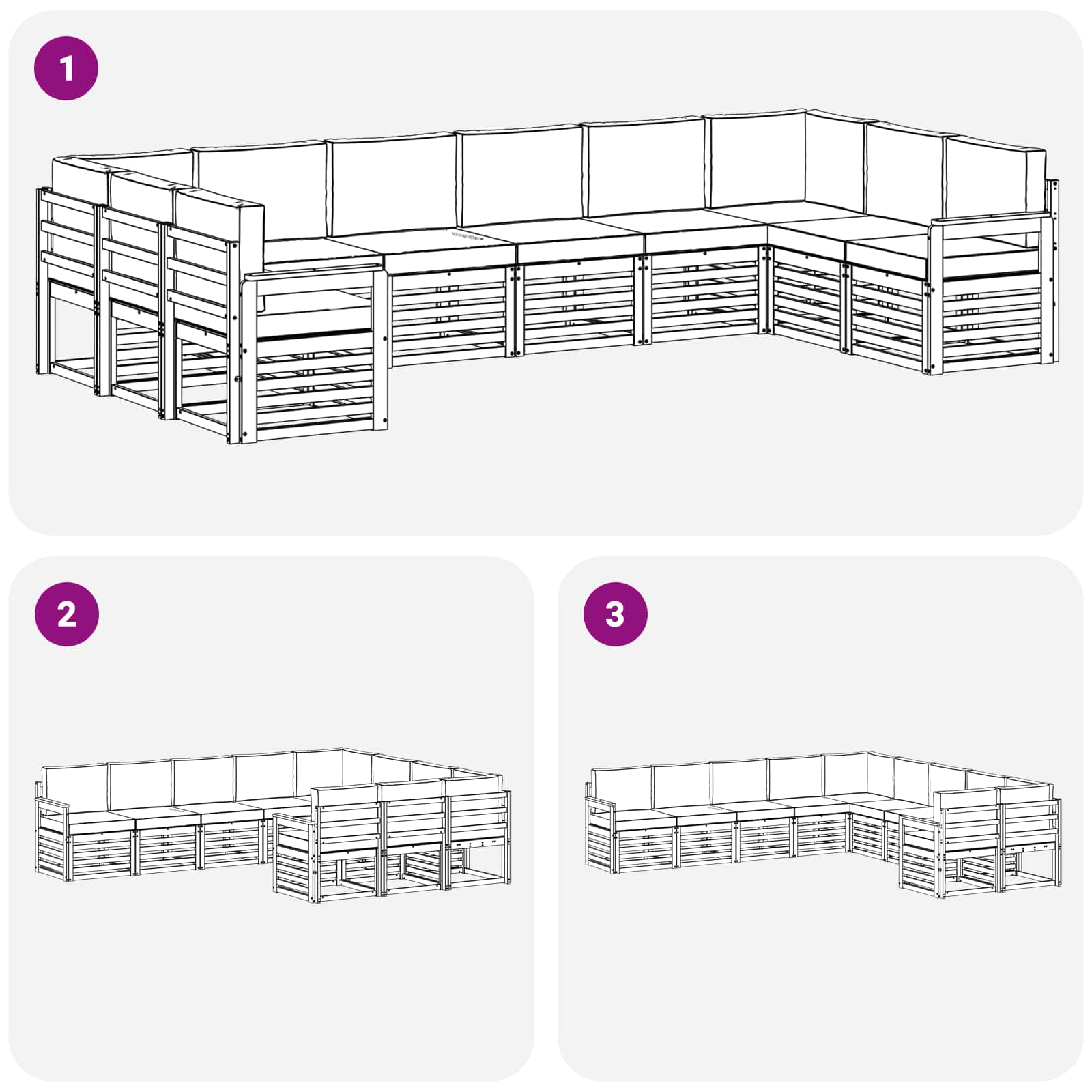 Set vanjskih sofa 7 pcs Bijela i Krem 363 x 187,5 x 73 cm