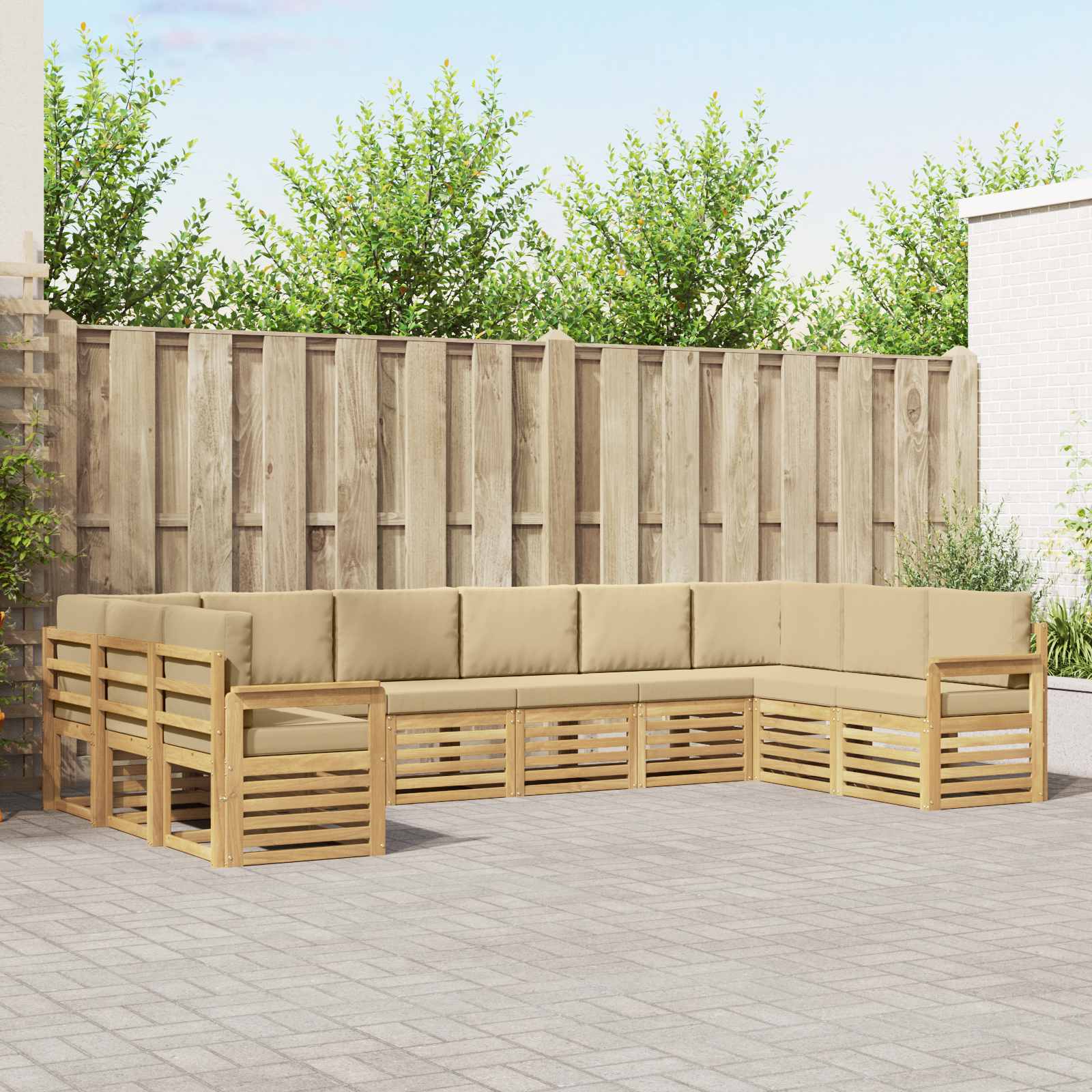 Set vanjskih sofa 7 pcs Bijela i Bež 363 x 187,5 x 73 cm