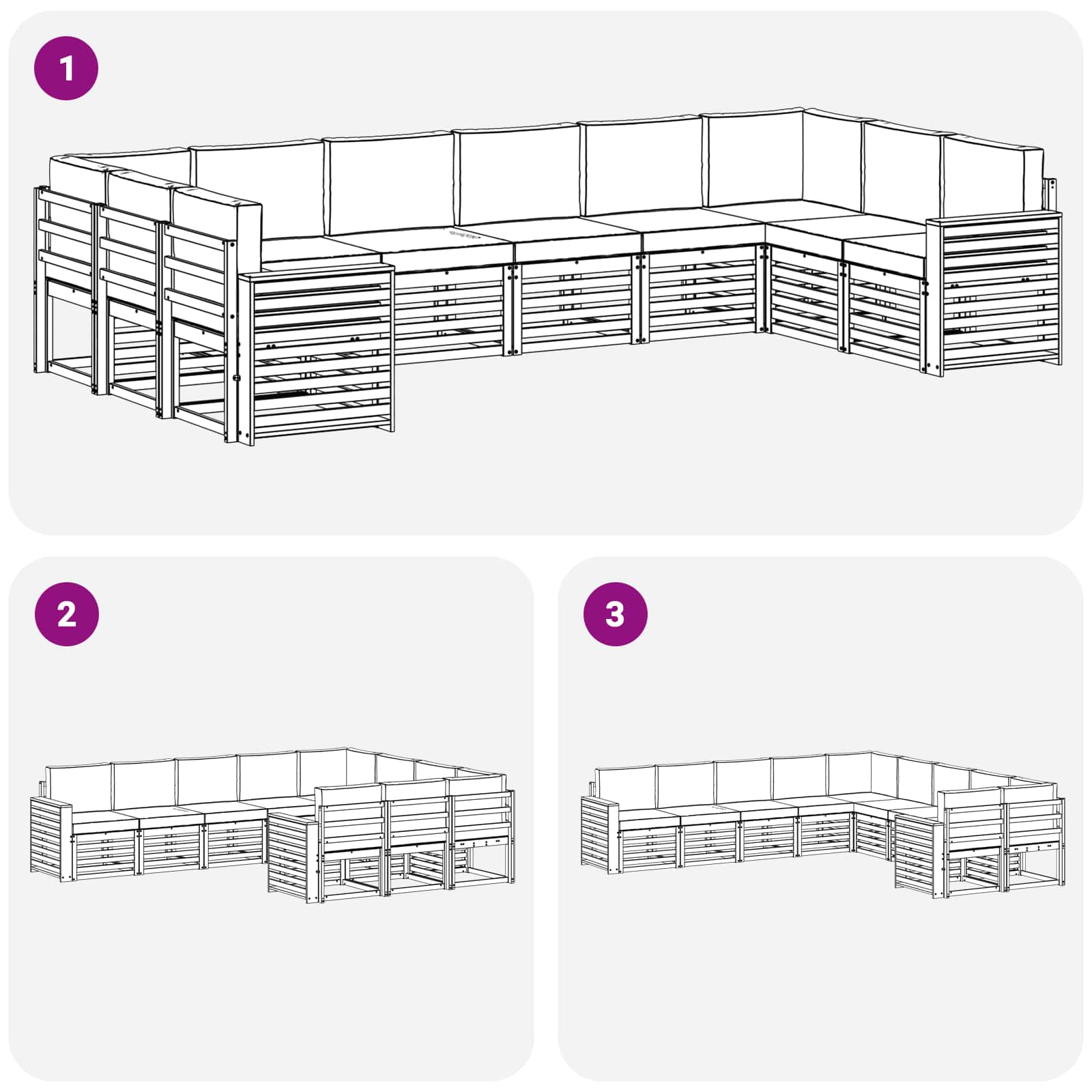 Set vanjskih sofa 10 pcs Bijela i svjetlosiva