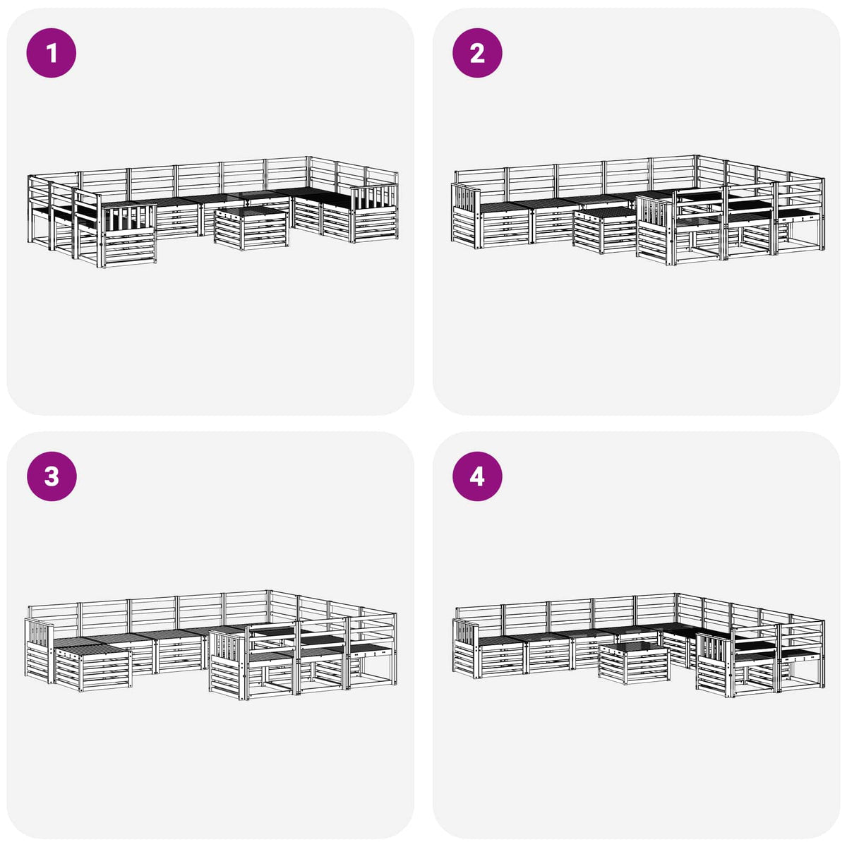 Set vanjskih sofa 11 kom. Bijela Čvrsto drvo akacije