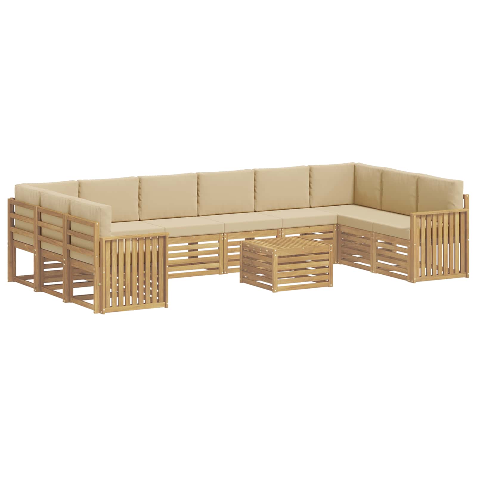 Set vanjskih sofa 11 pcs Bijela i bež 59 x 59 x 37 cm Poliester
