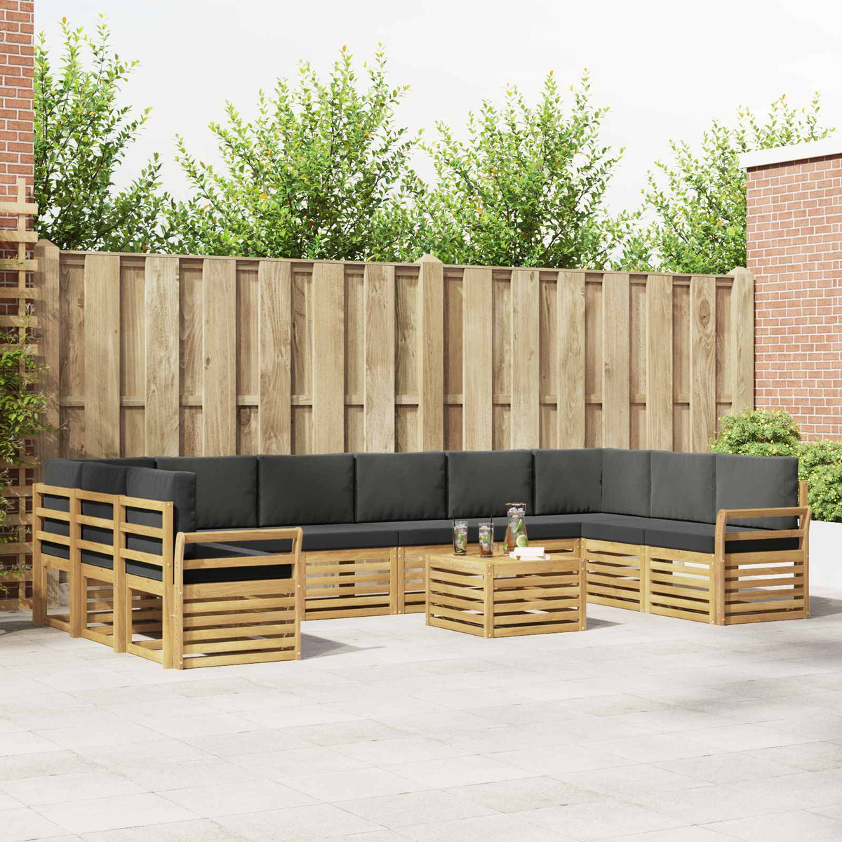 Set vanjskih sofa 11 kom. Bijela i antracit Poliester
