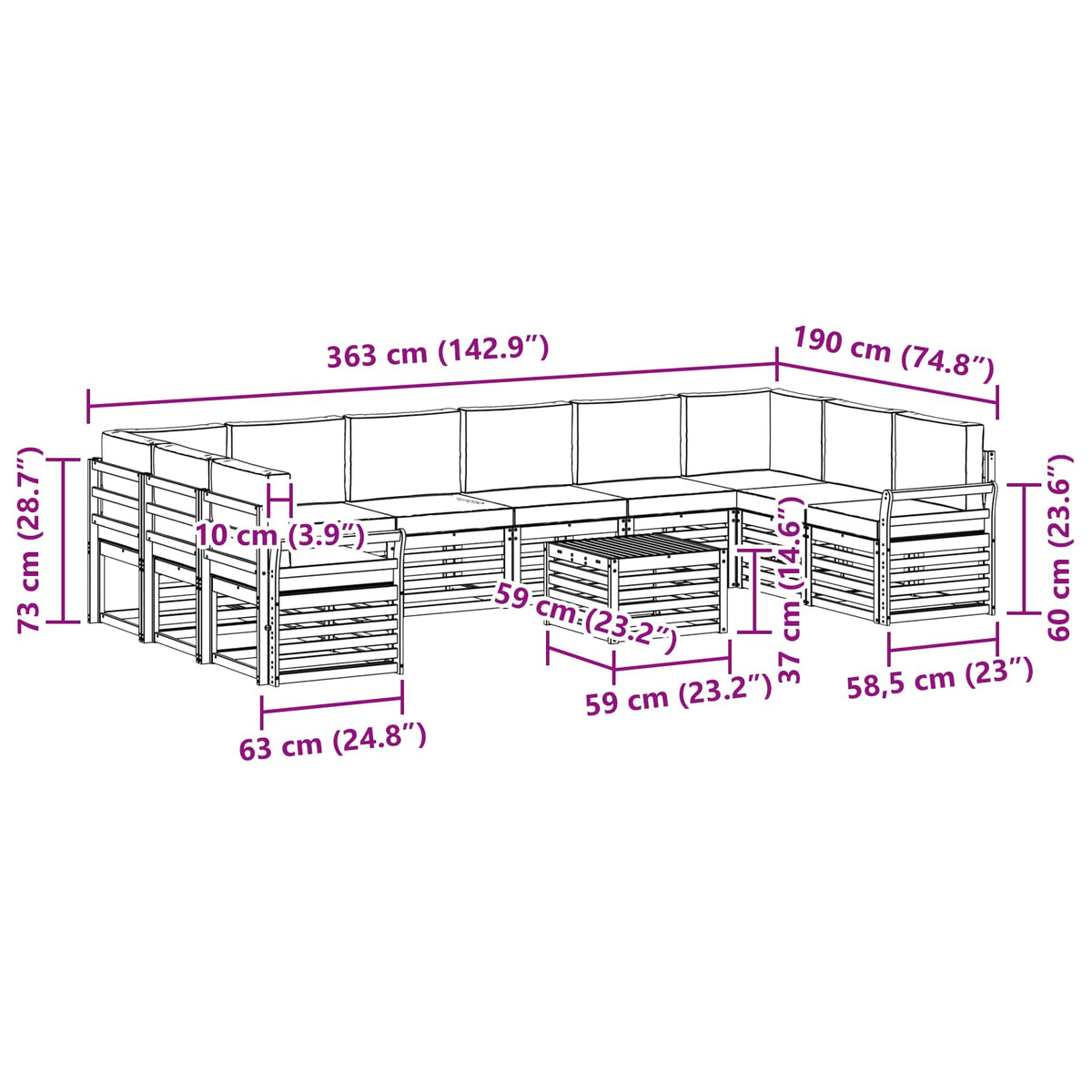 Set vanjskih sofa 11 kom. Bijela i antracit Poliester