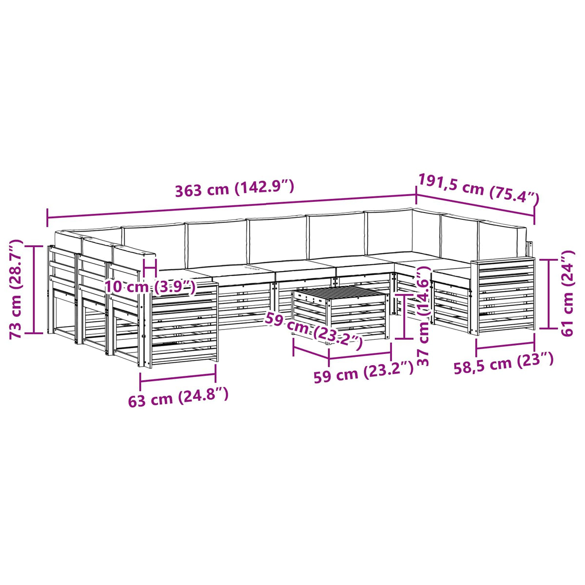 Set vanjskih sofa 11 kom. Bijela i antracit Poliester
