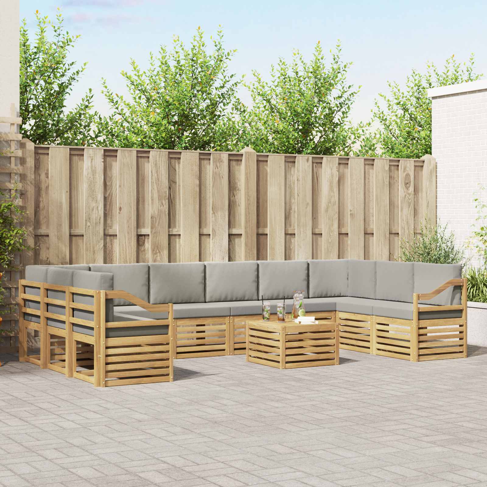 Set vanjskih sofa 11 pcs Bijela i svjetlosiva 59 x 59 x 37 cm