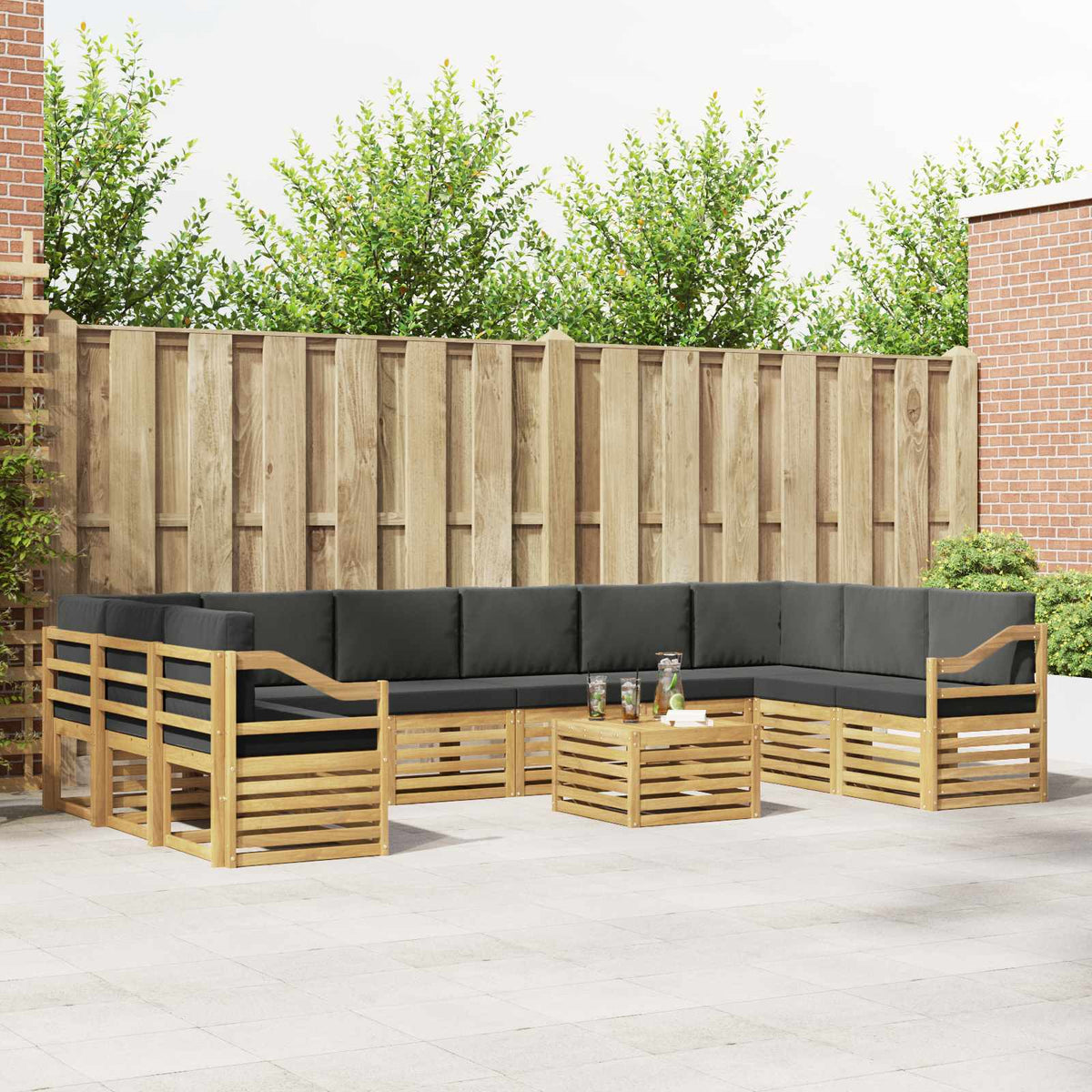 Set vanjskih sofa 8 kom. Bijela i Antracit Poliester