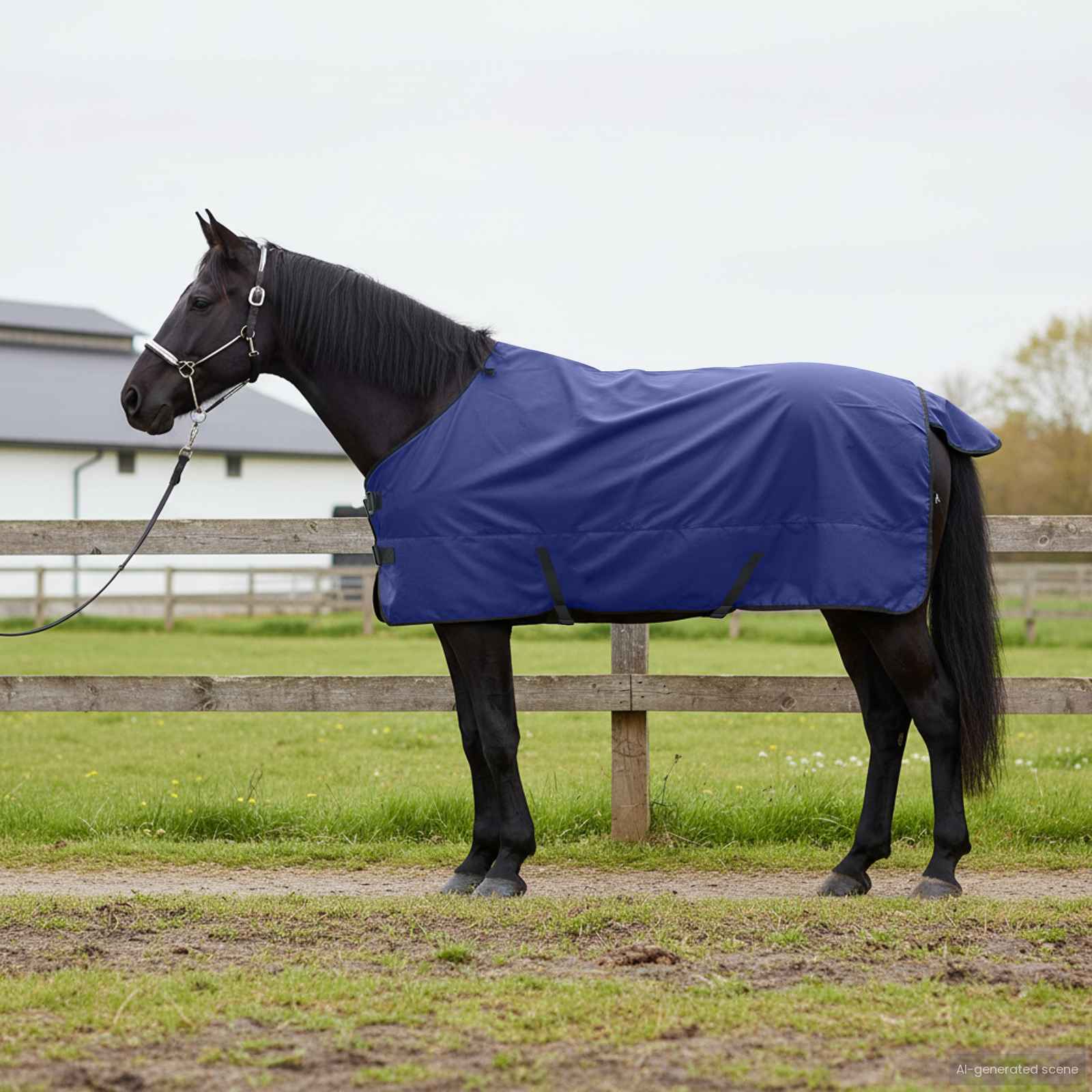 Pokrivač za konje Tamno zelena i crna 145 cm Poliester