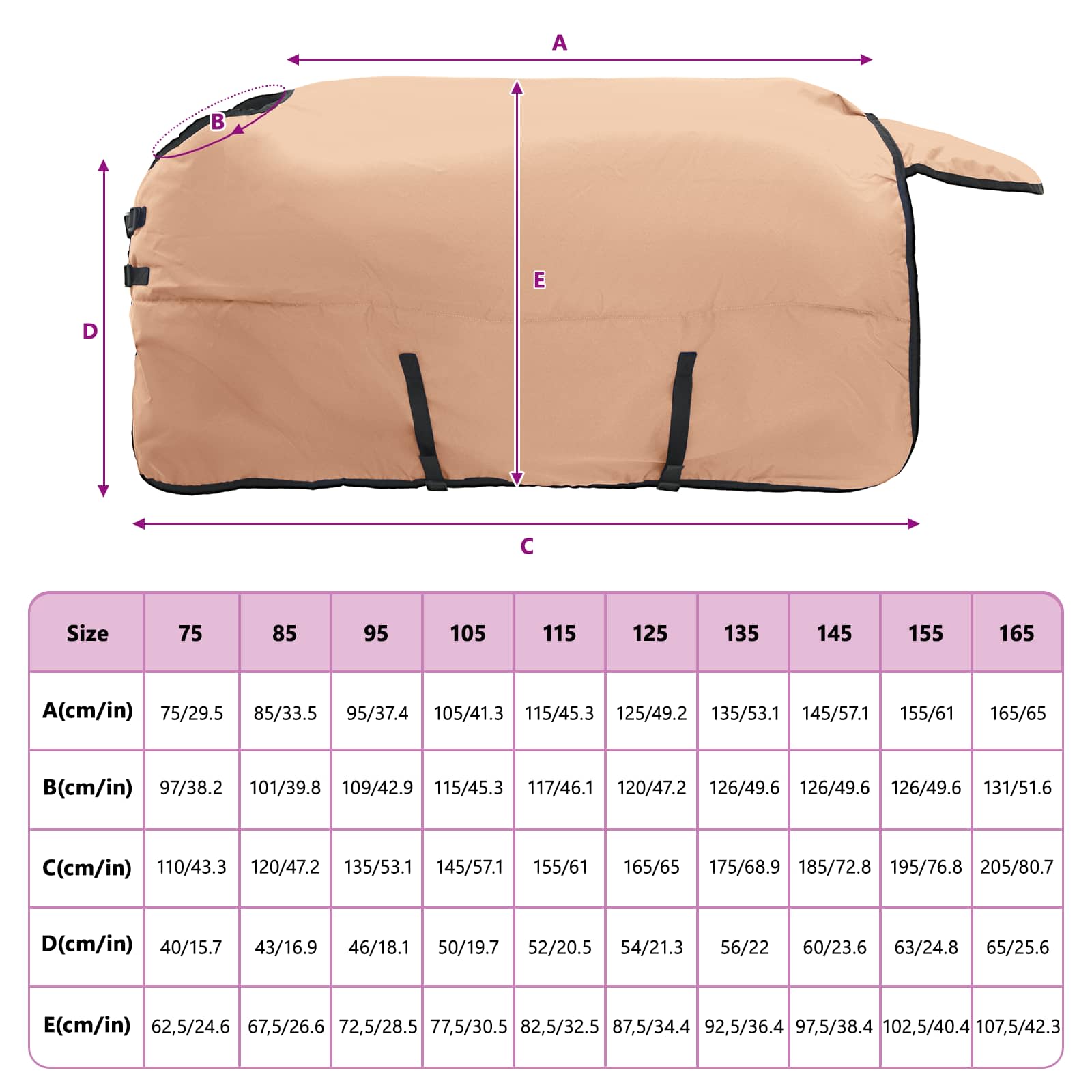 Pokrivač za konje Boja cappuccina 135 cm Poliester