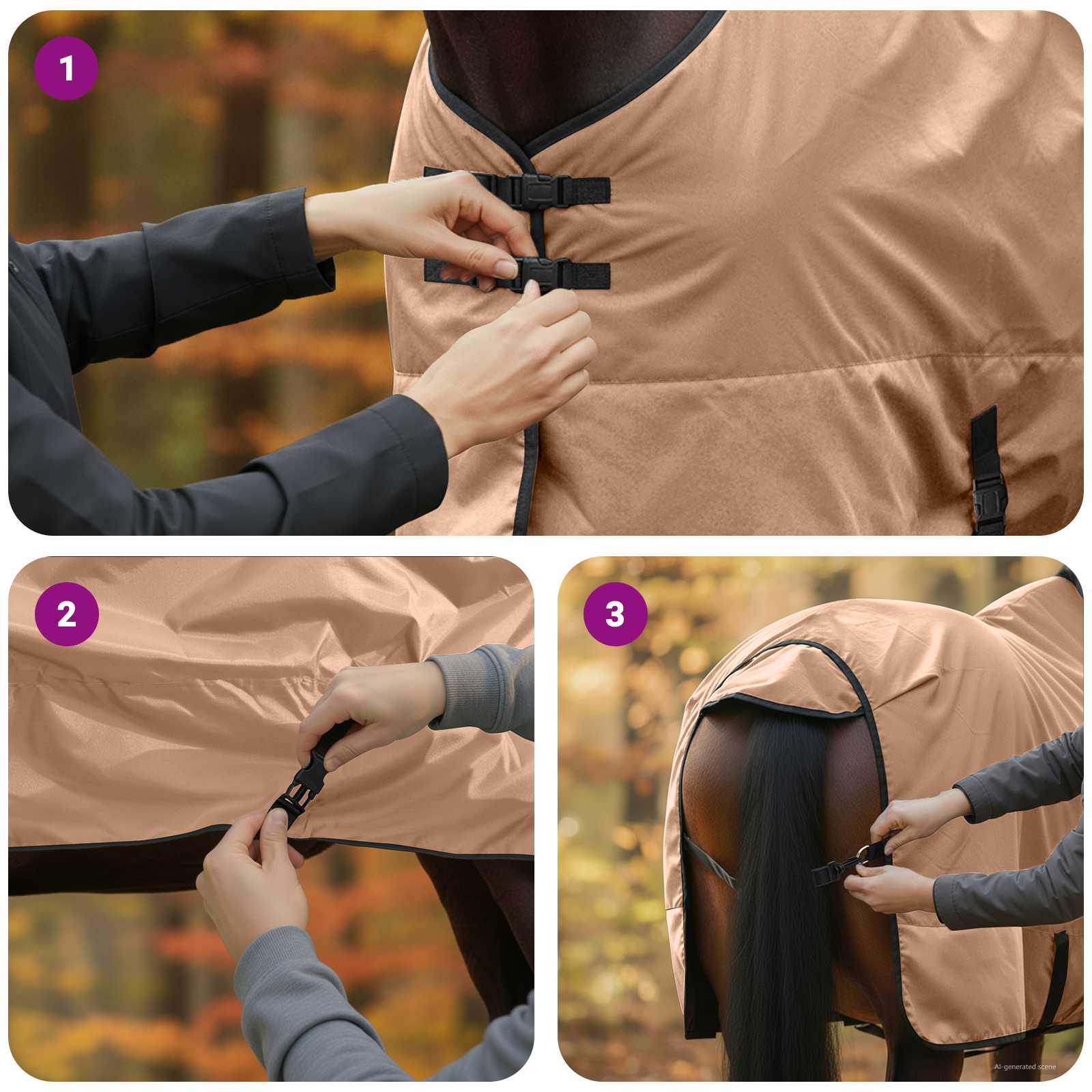 Pokrivač za konje Boja cappuccina 155 cm Poliester