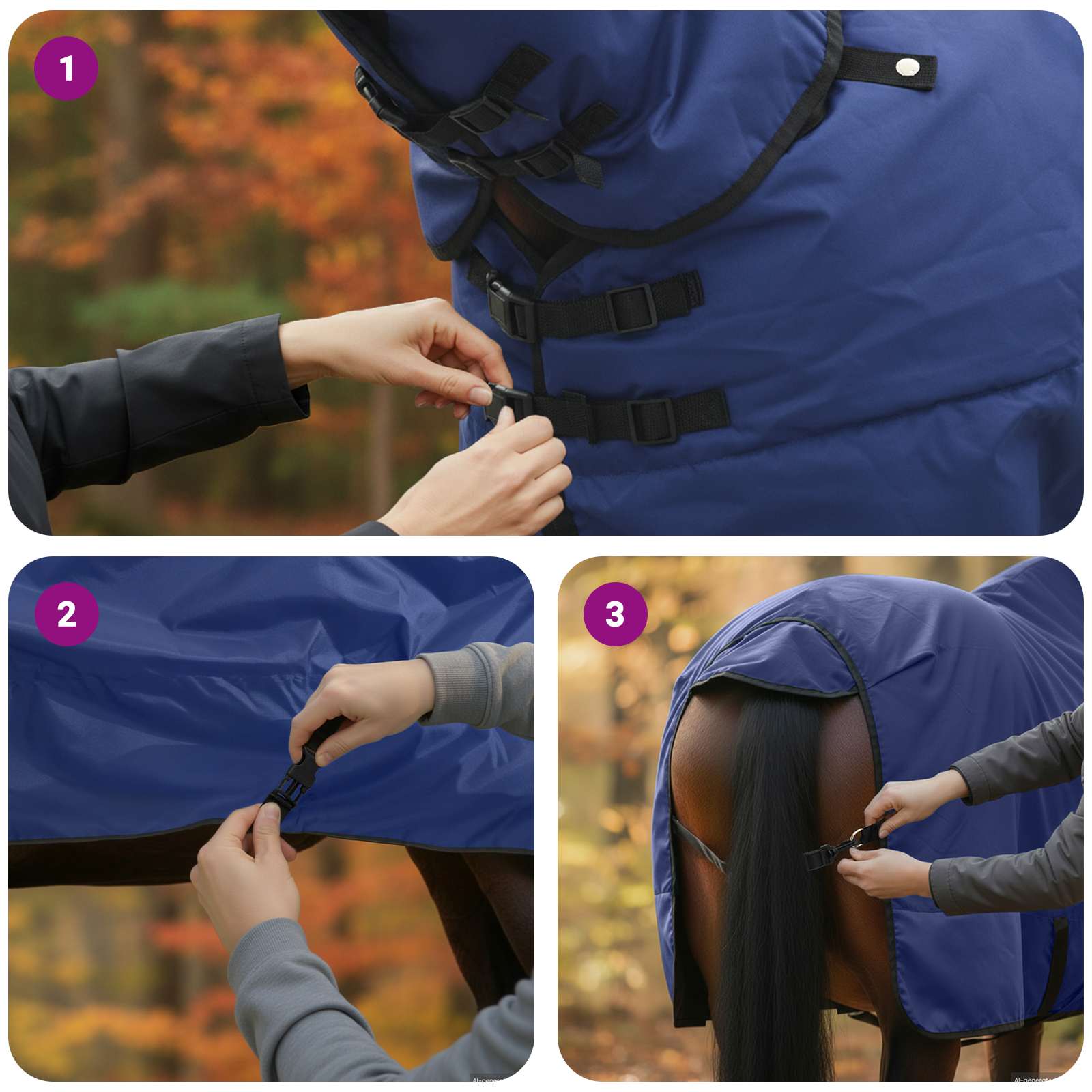 Pokrivač za konje Tamno zelena i crna 75 cm Poliester