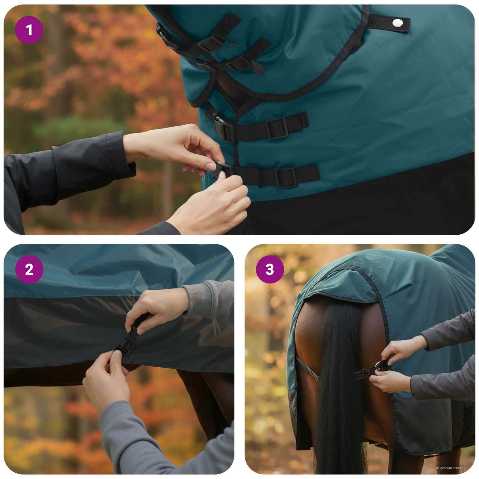 Pokrivač za konje Tamno zelena i crna 135 cm Poliester