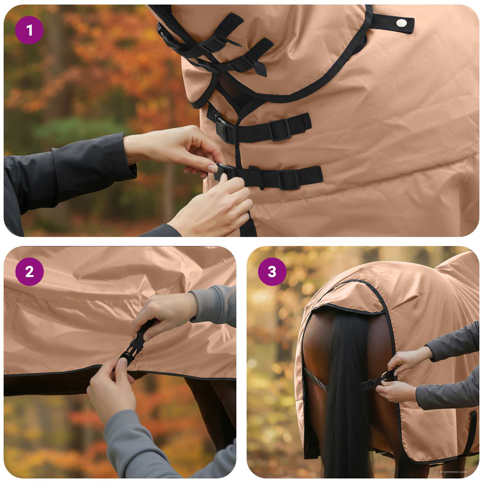 Pokrivač za konje Boja cappuccina 95 cm Poliester