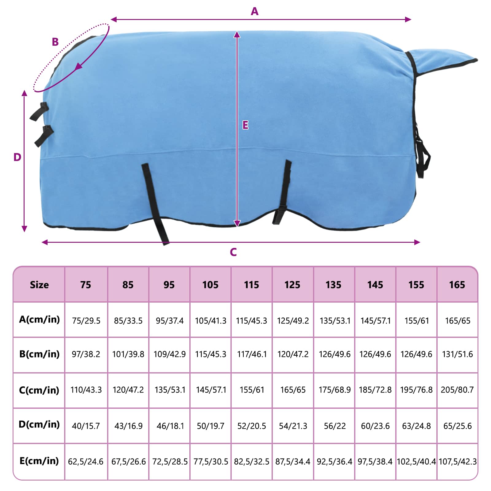 Pokrivač za konje Pun Aqua 125 cm Poliester
