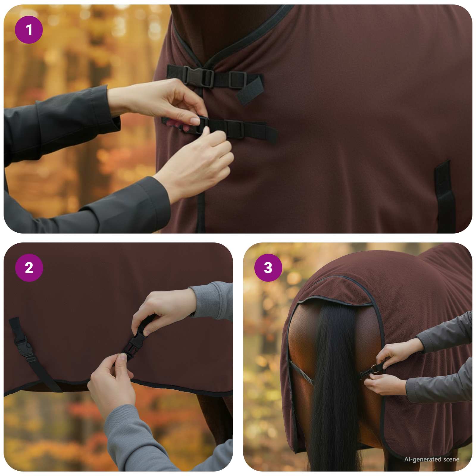 Pokrivač za konje Puni tamnosmeđi 75 cm Poliester
